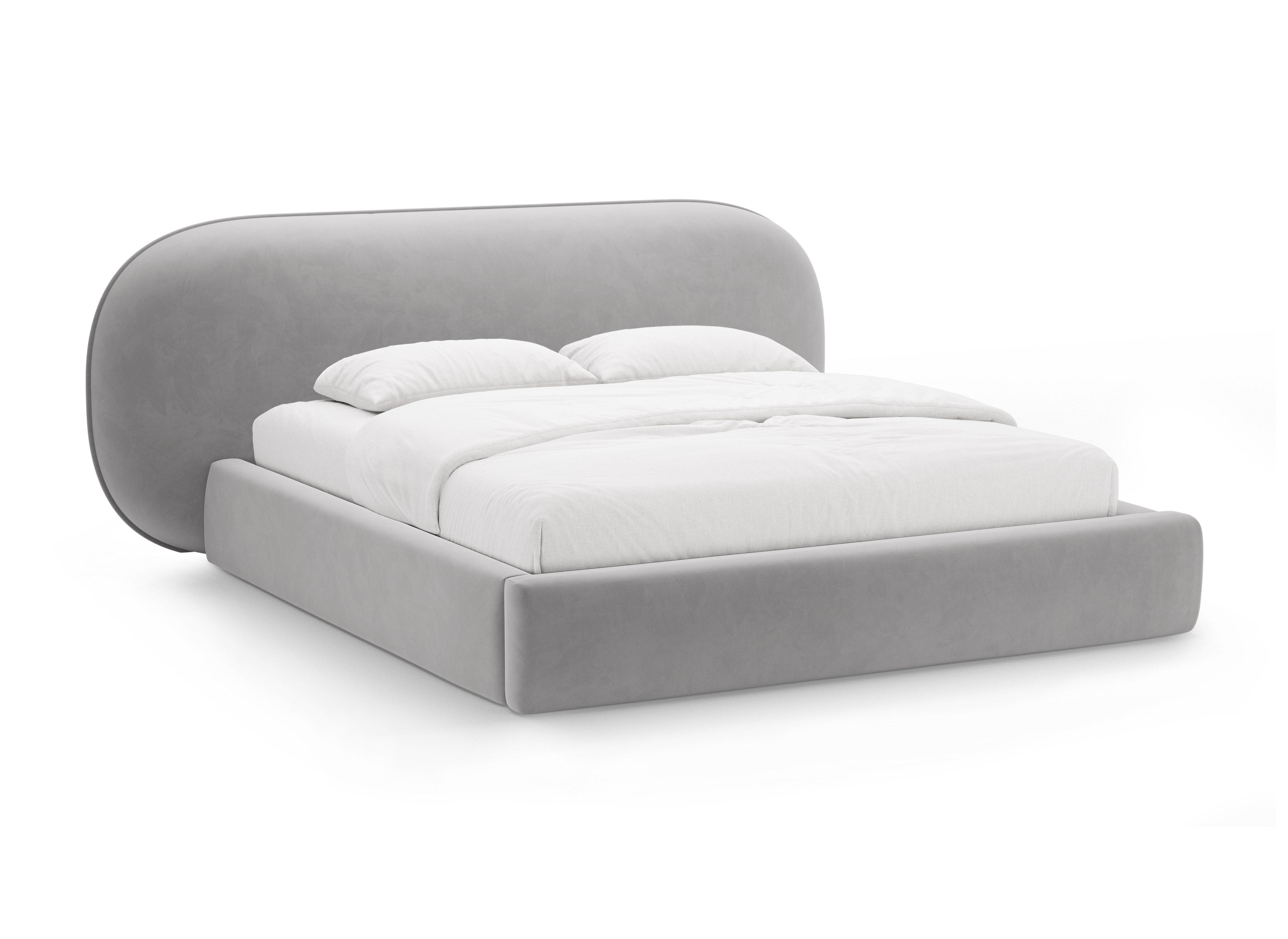 Velvet Bed OVALO Light Gray