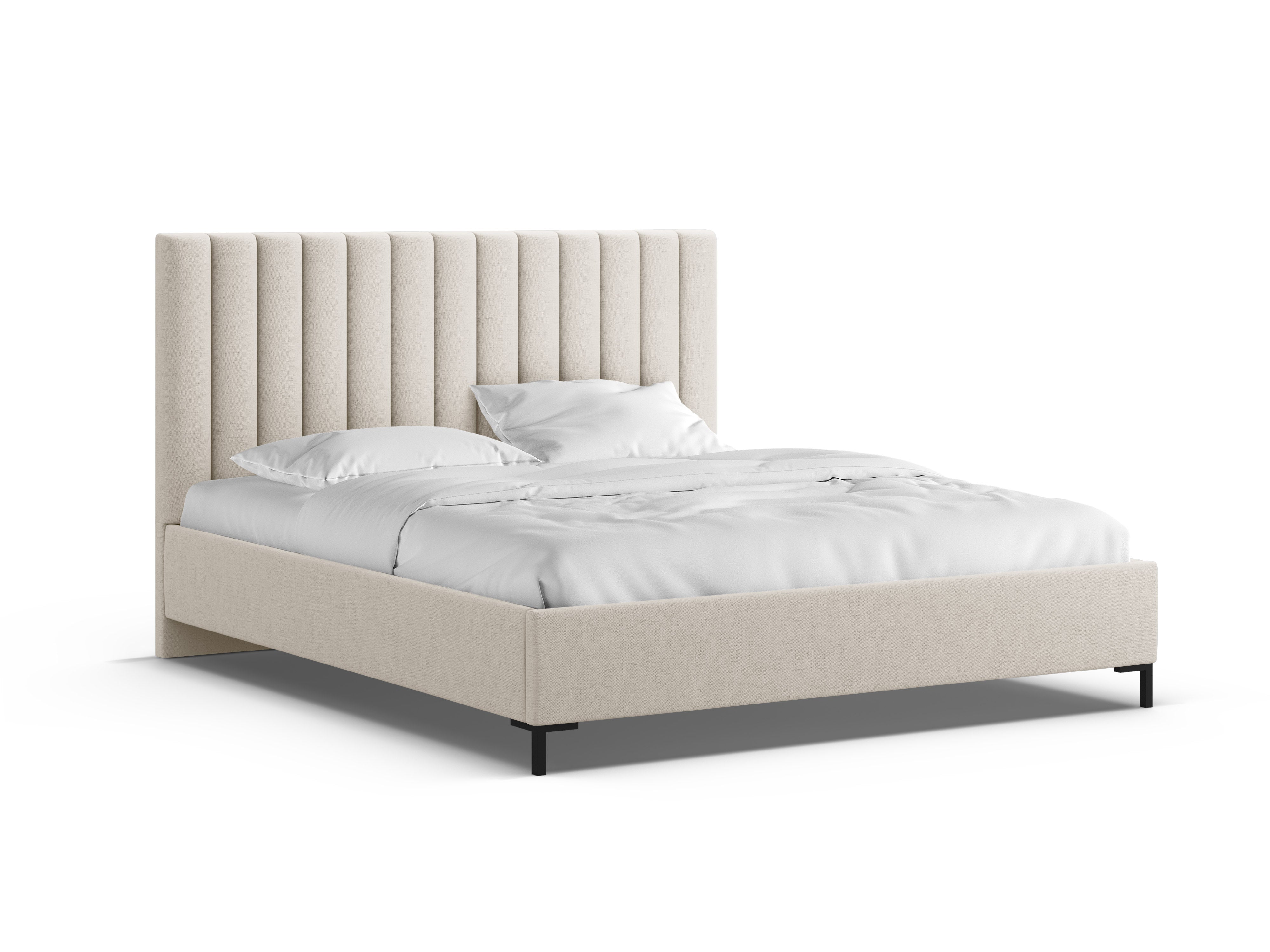 Bed met opbergruimte voor beddengoed ALLISON lichtbeige