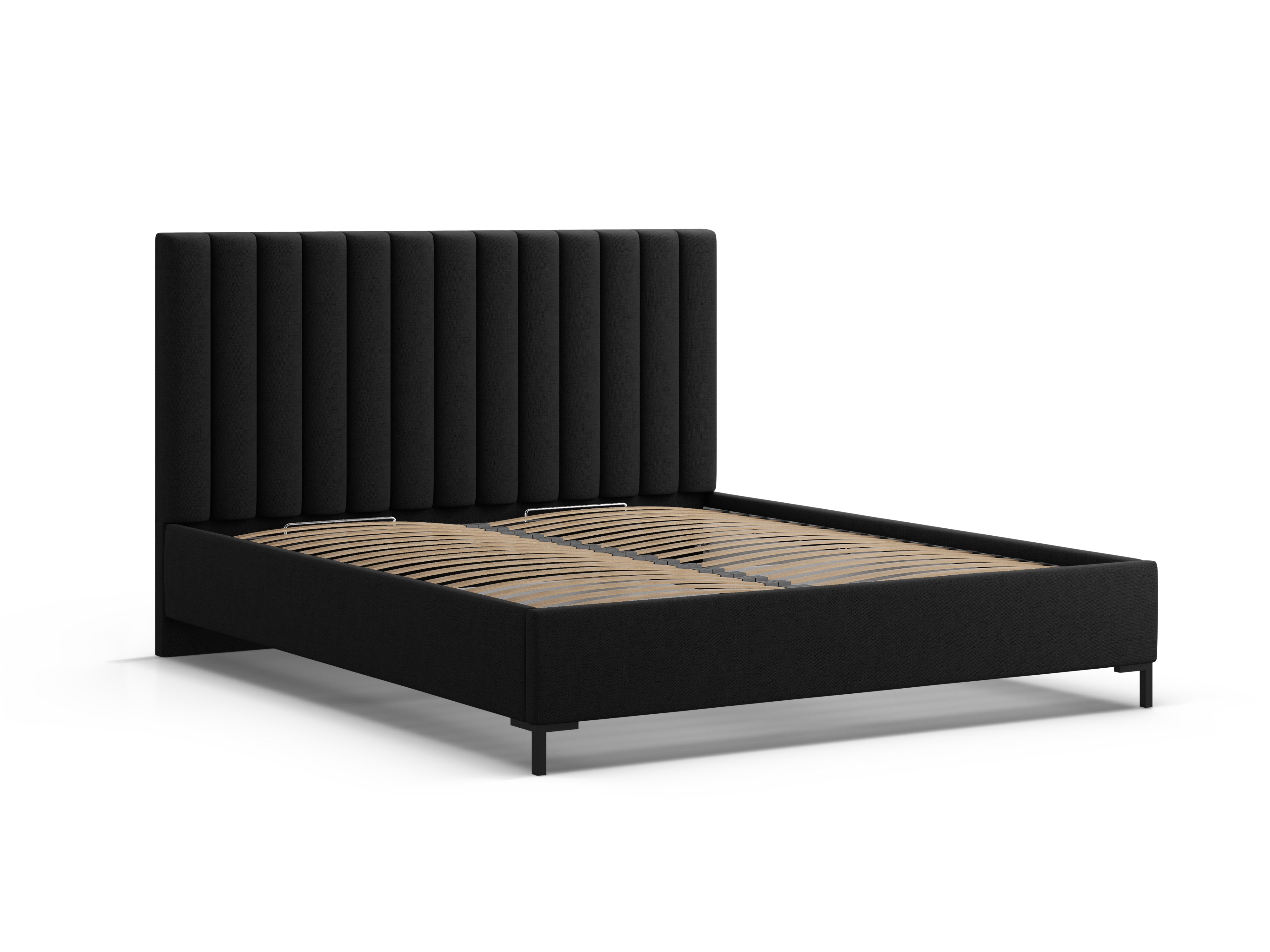 Bed met opbergruimte voor beddengoed ALLISON zwart