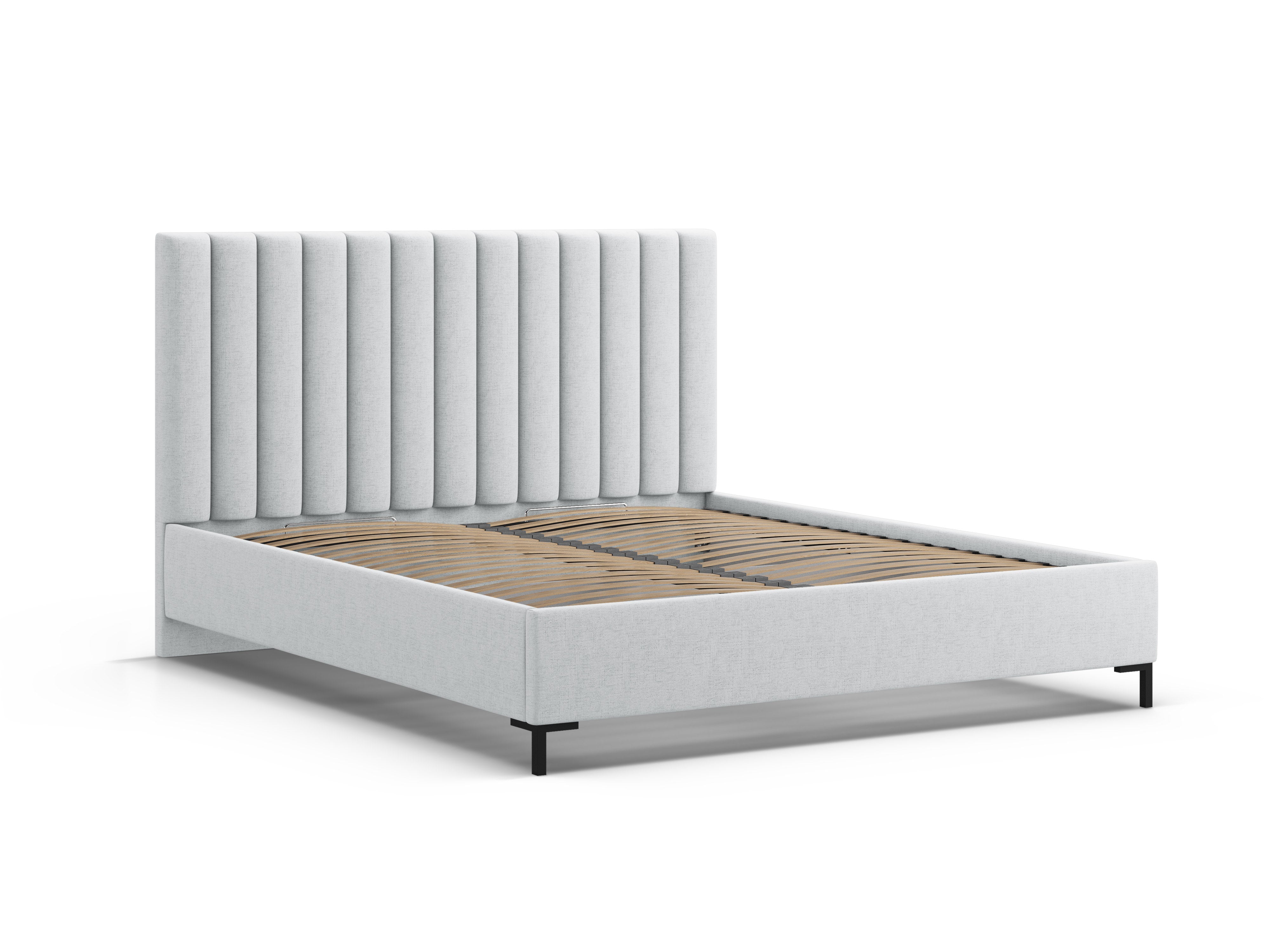 Bed met opbergruimte voor beddengoed ALLISON lichtgrijs