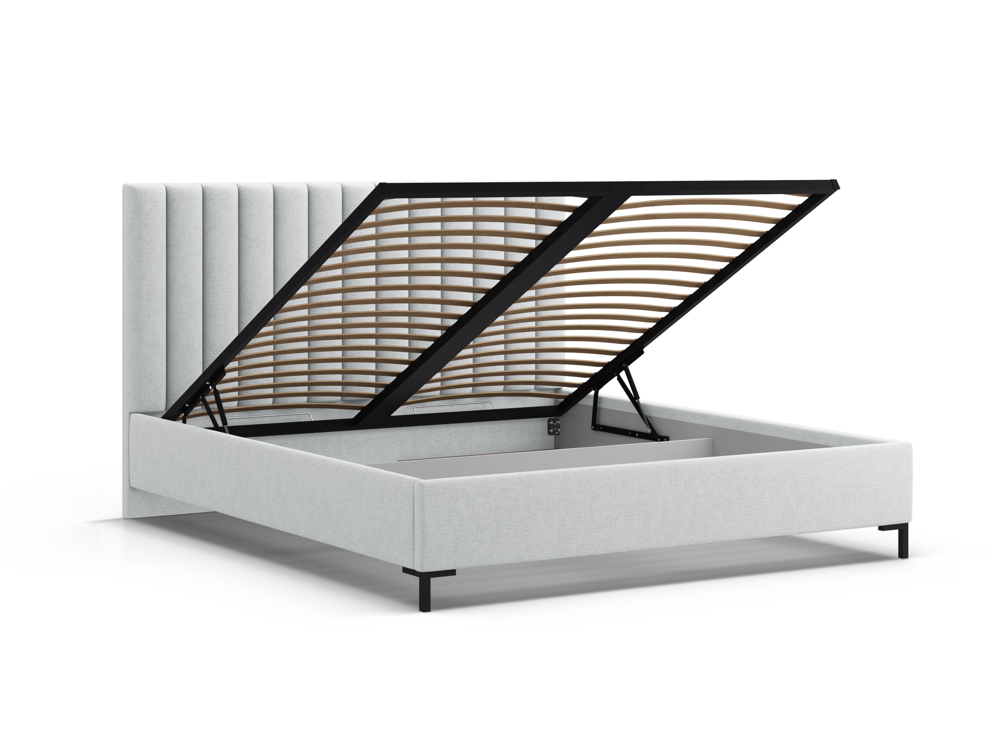 Bed met opbergruimte voor beddengoed ALLISON lichtgrijs