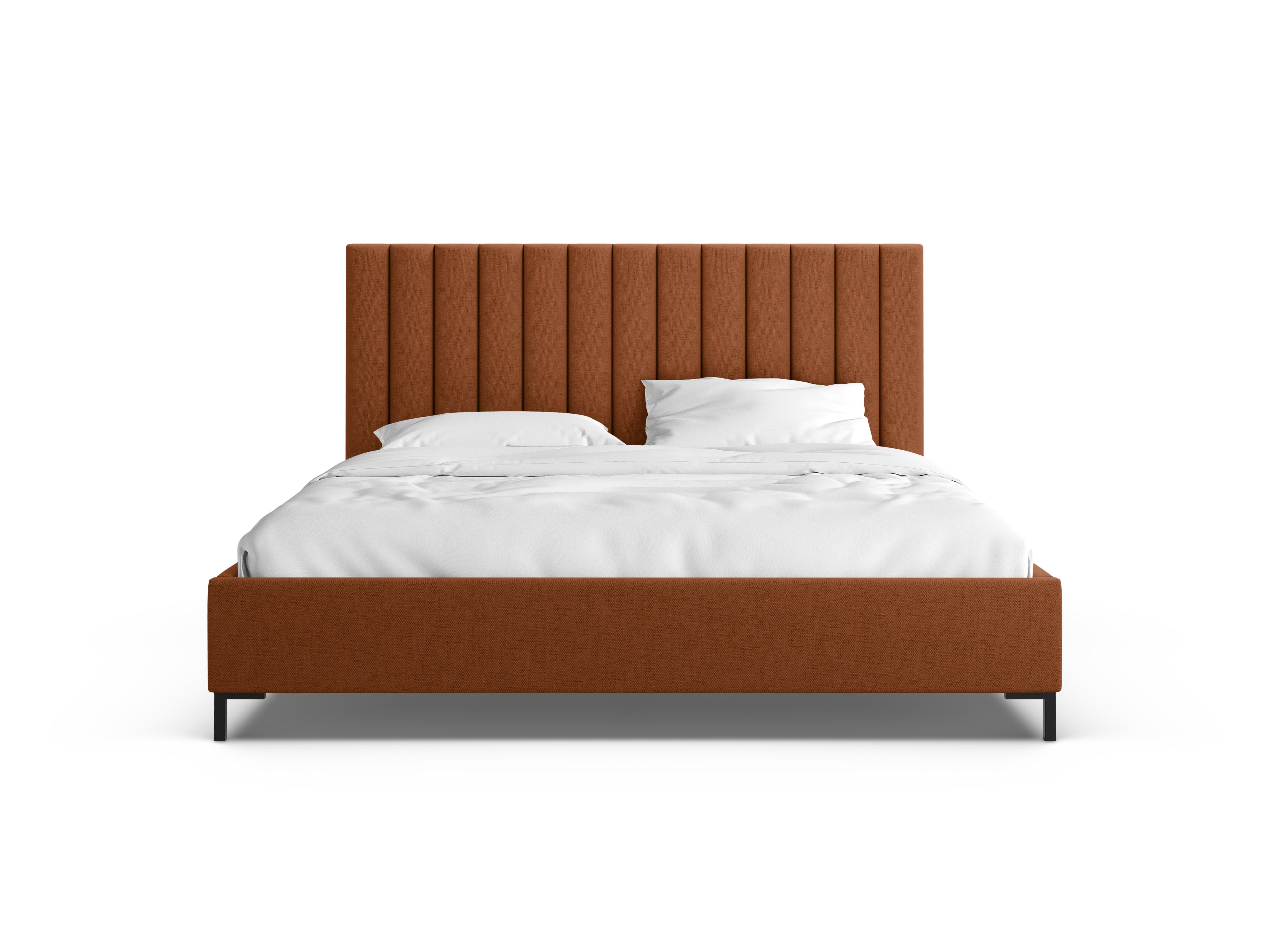 Bed met opbergruimte voor beddengoed ALLISON baksteenrood