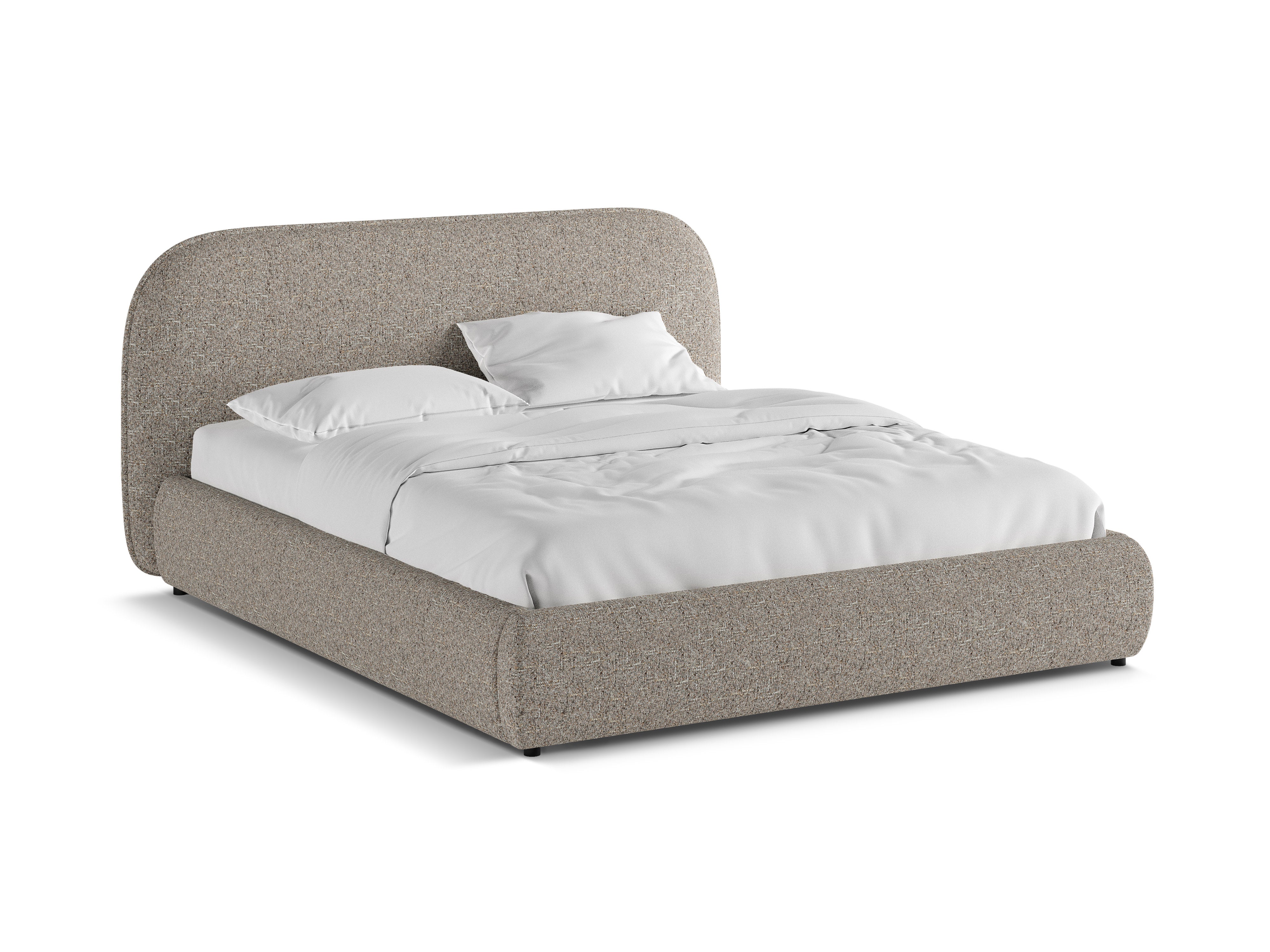 Bett MURADA braun-grauer Melange Chenille