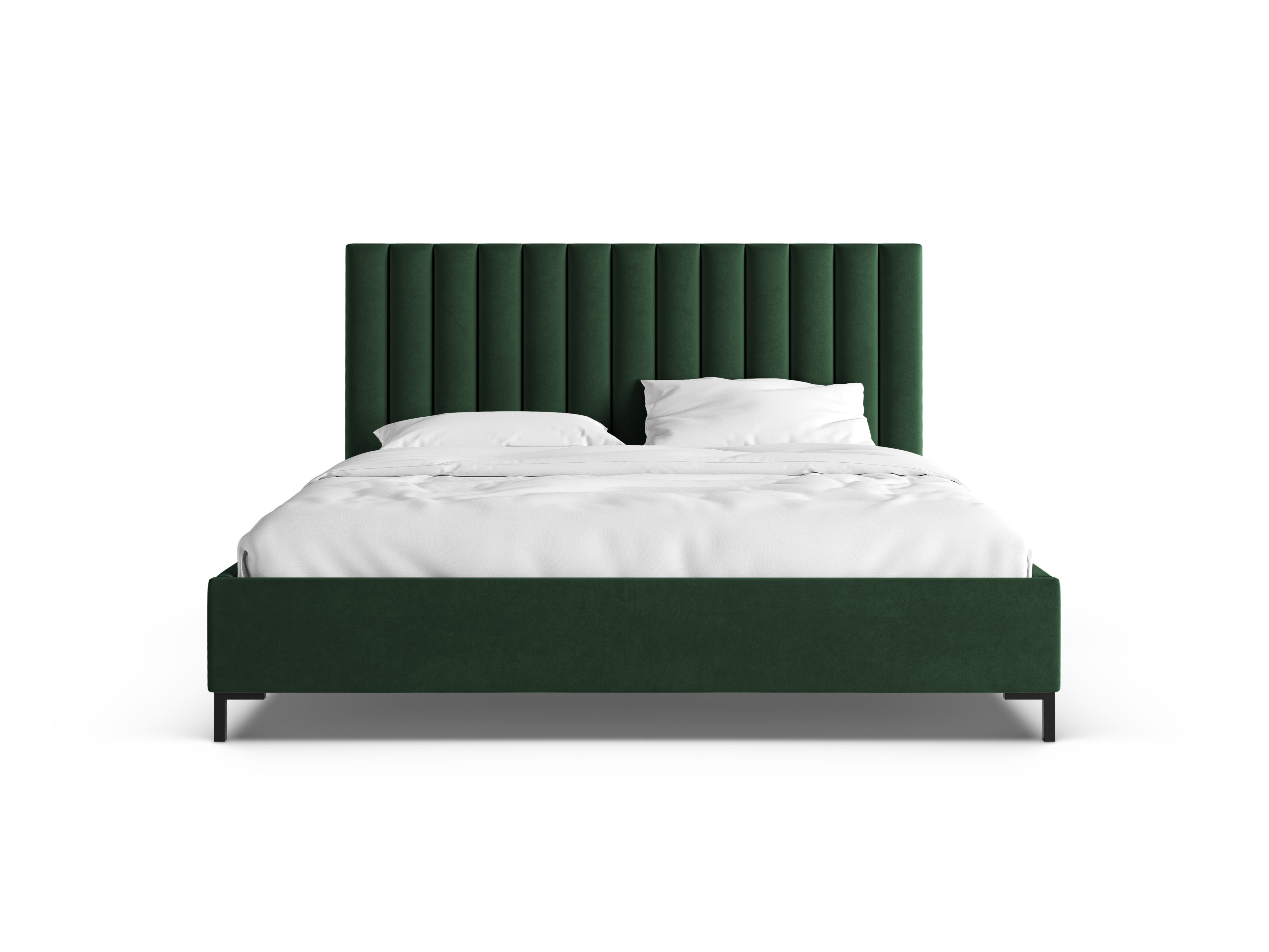 Velours bed met opbergruimte voor beddengoed ALLISON in flessengroen