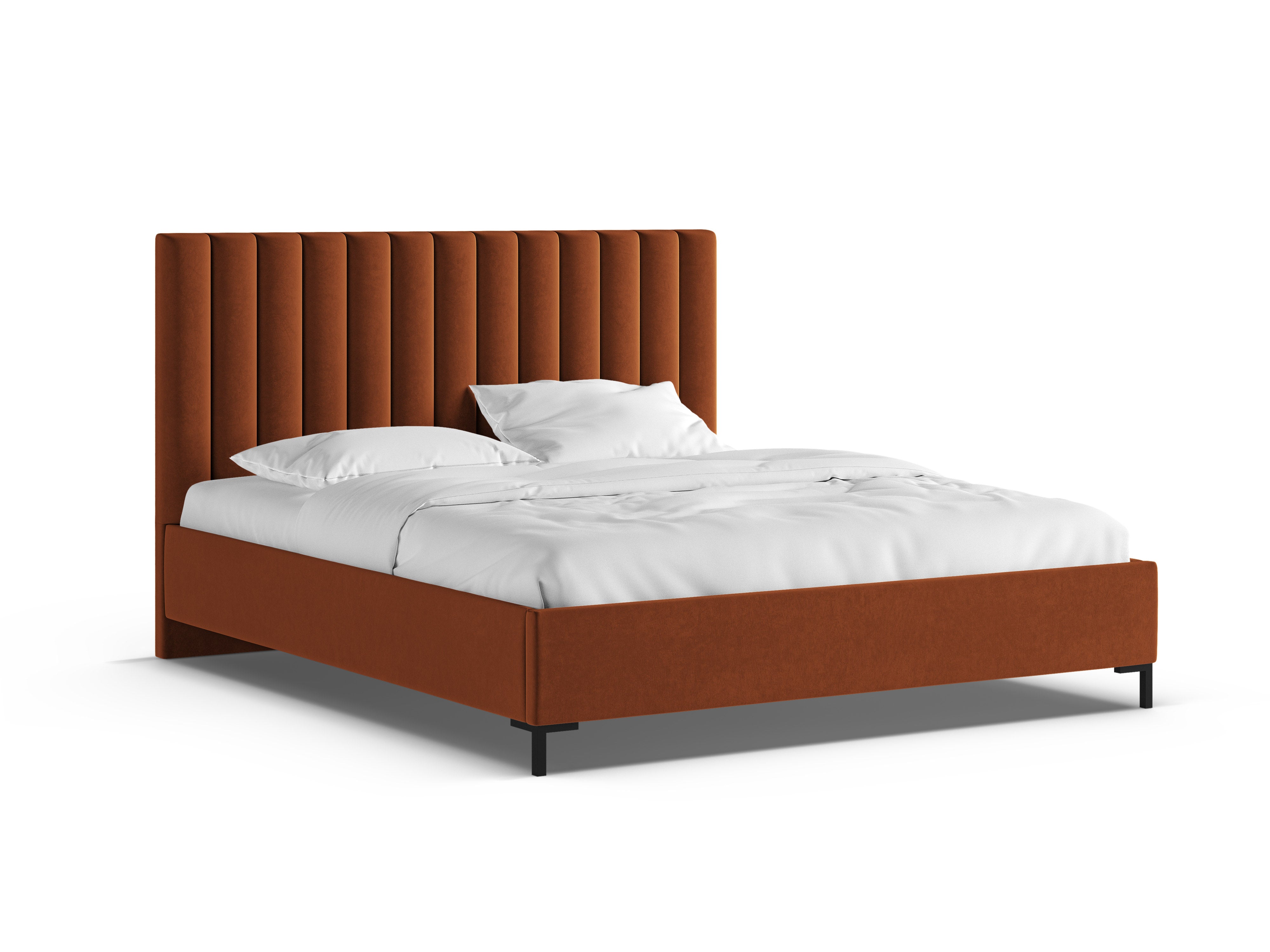 Velours bed met opbergruimte ALLISON baksteenrood