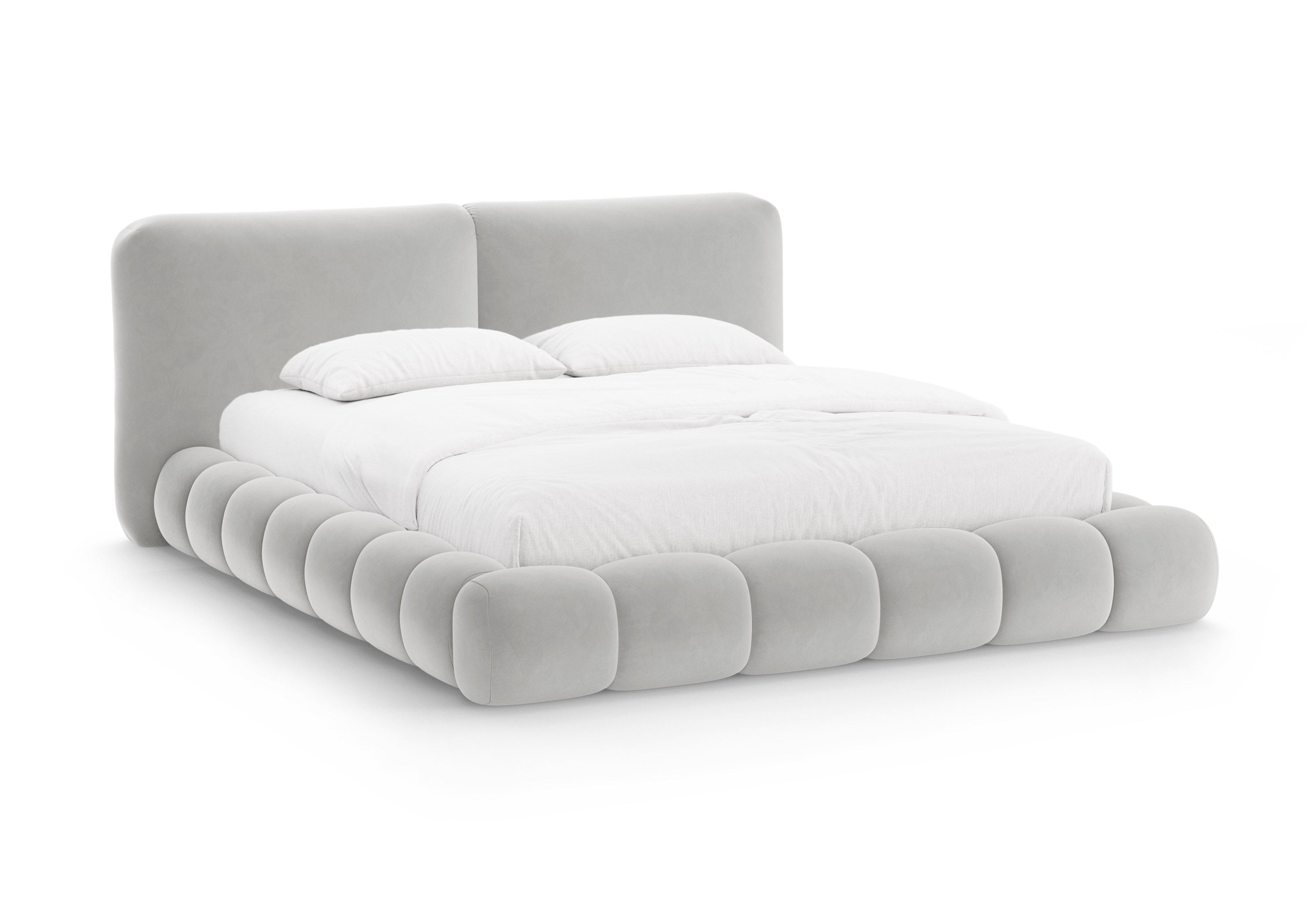 Velvet bed SOLANGE lichtgrijs