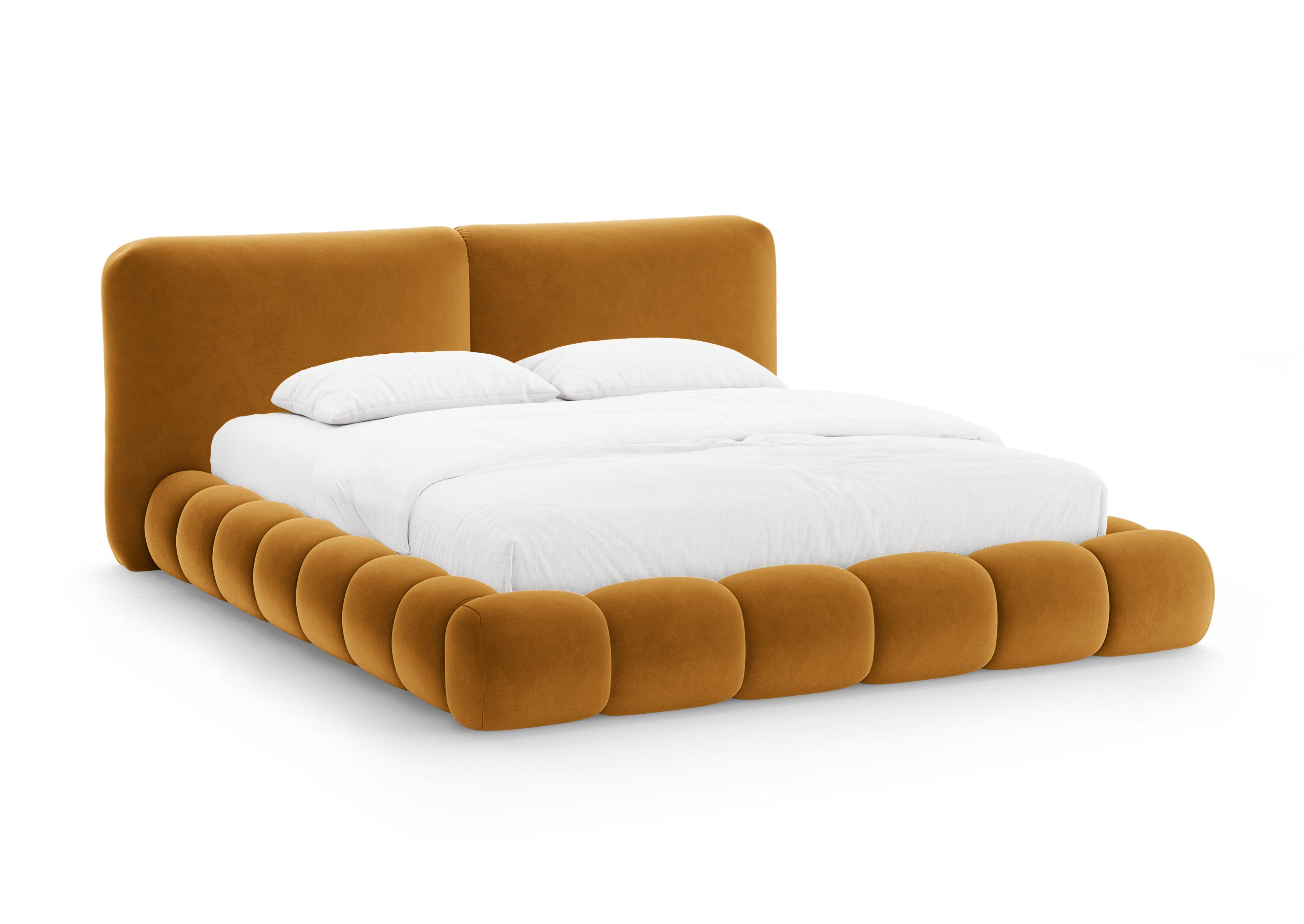 Velvet bed SOLANGE mosterdkleur