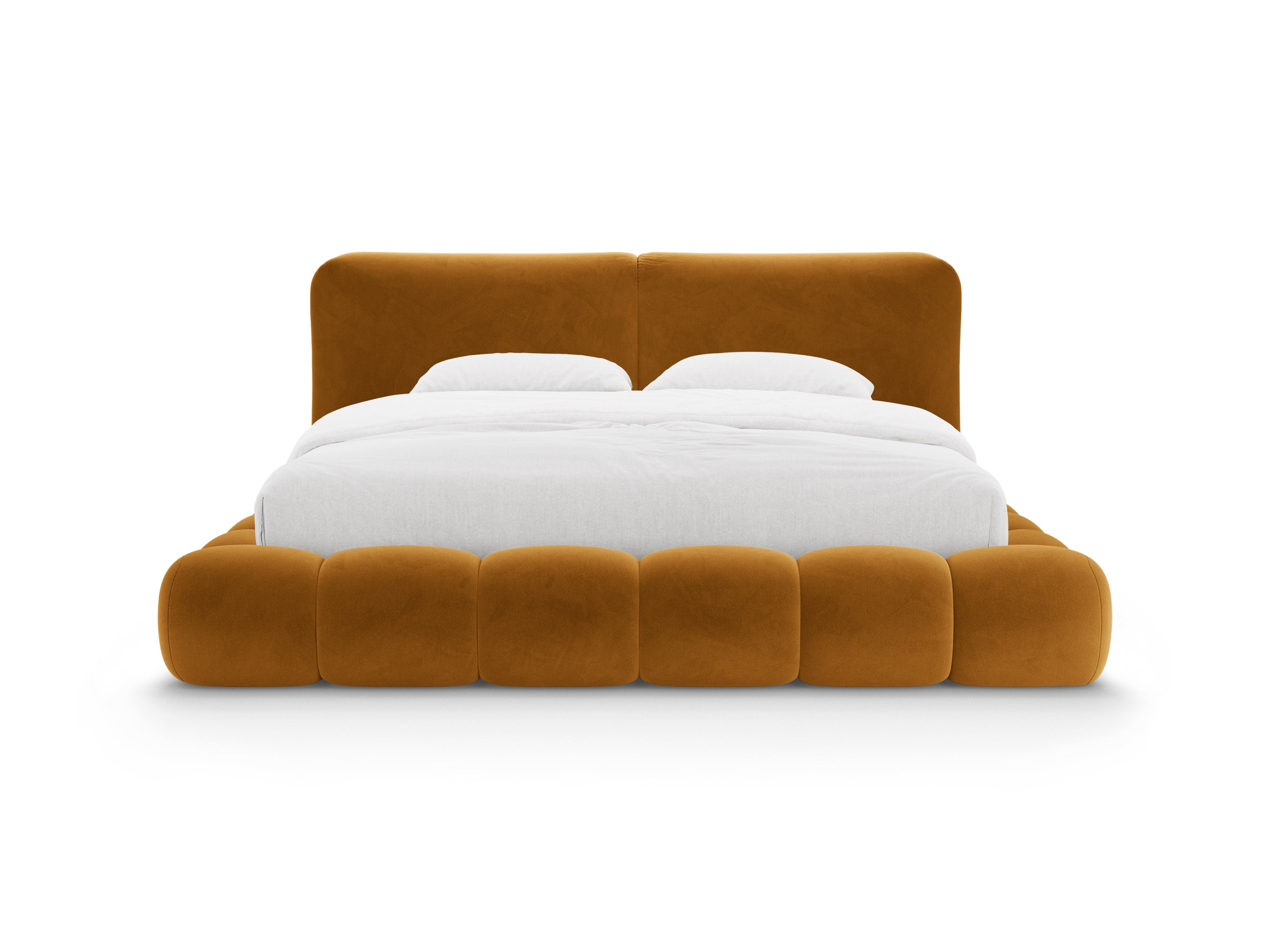 Velvet bed SOLANGE mosterdkleur