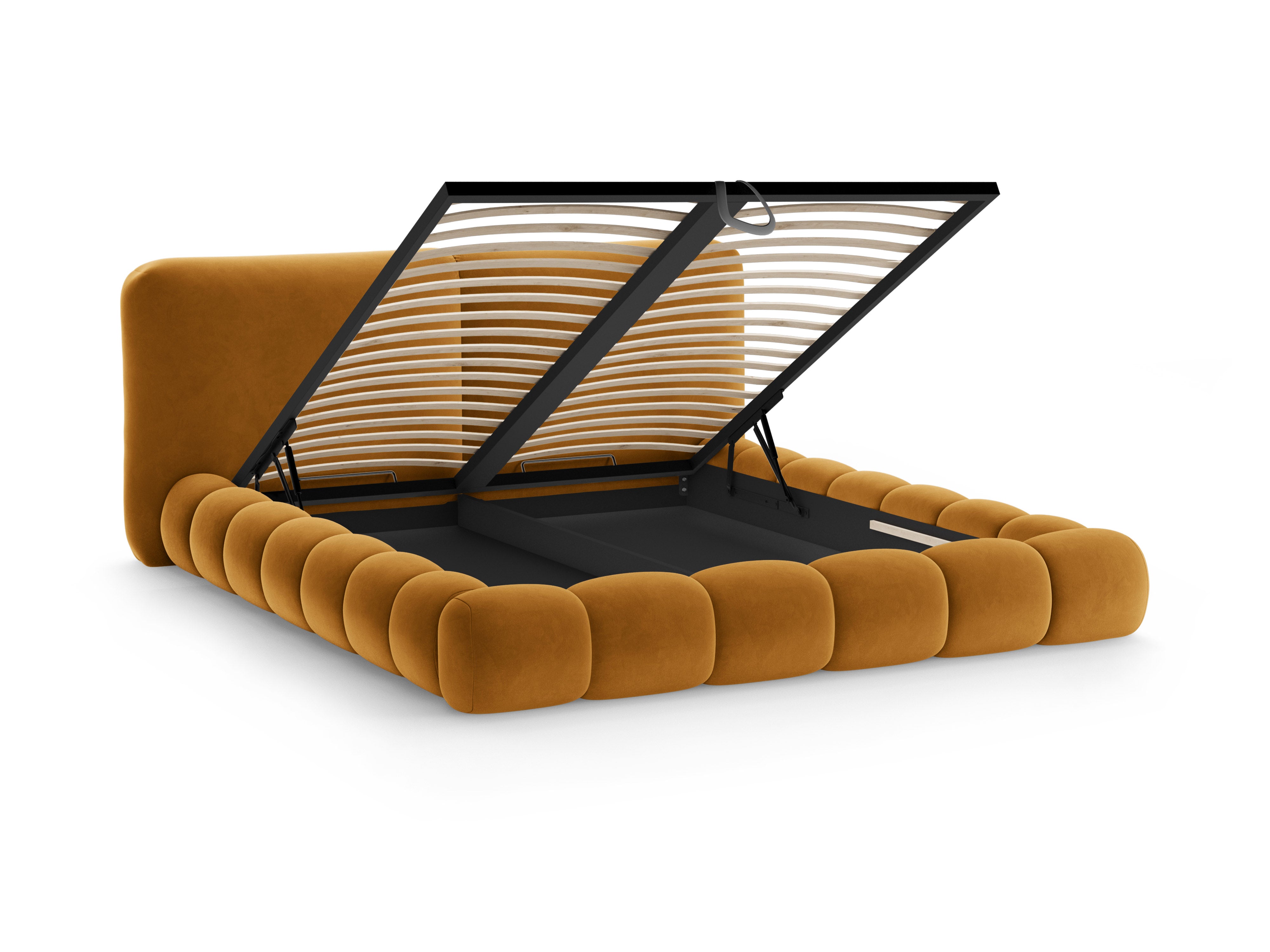 Velvet bed SOLANGE mosterdkleur