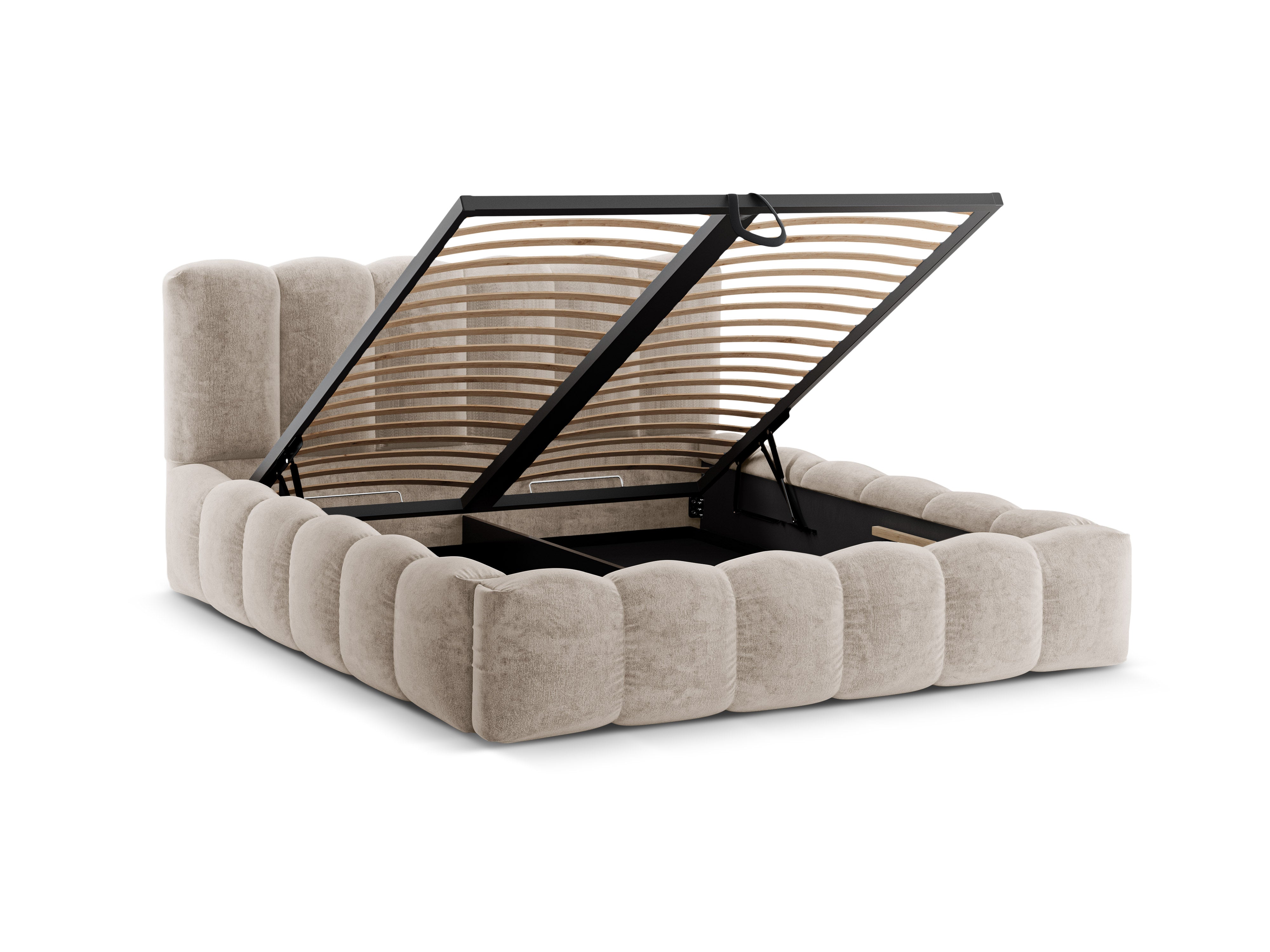 Bed met opbergruimte LUPINE beige chenille