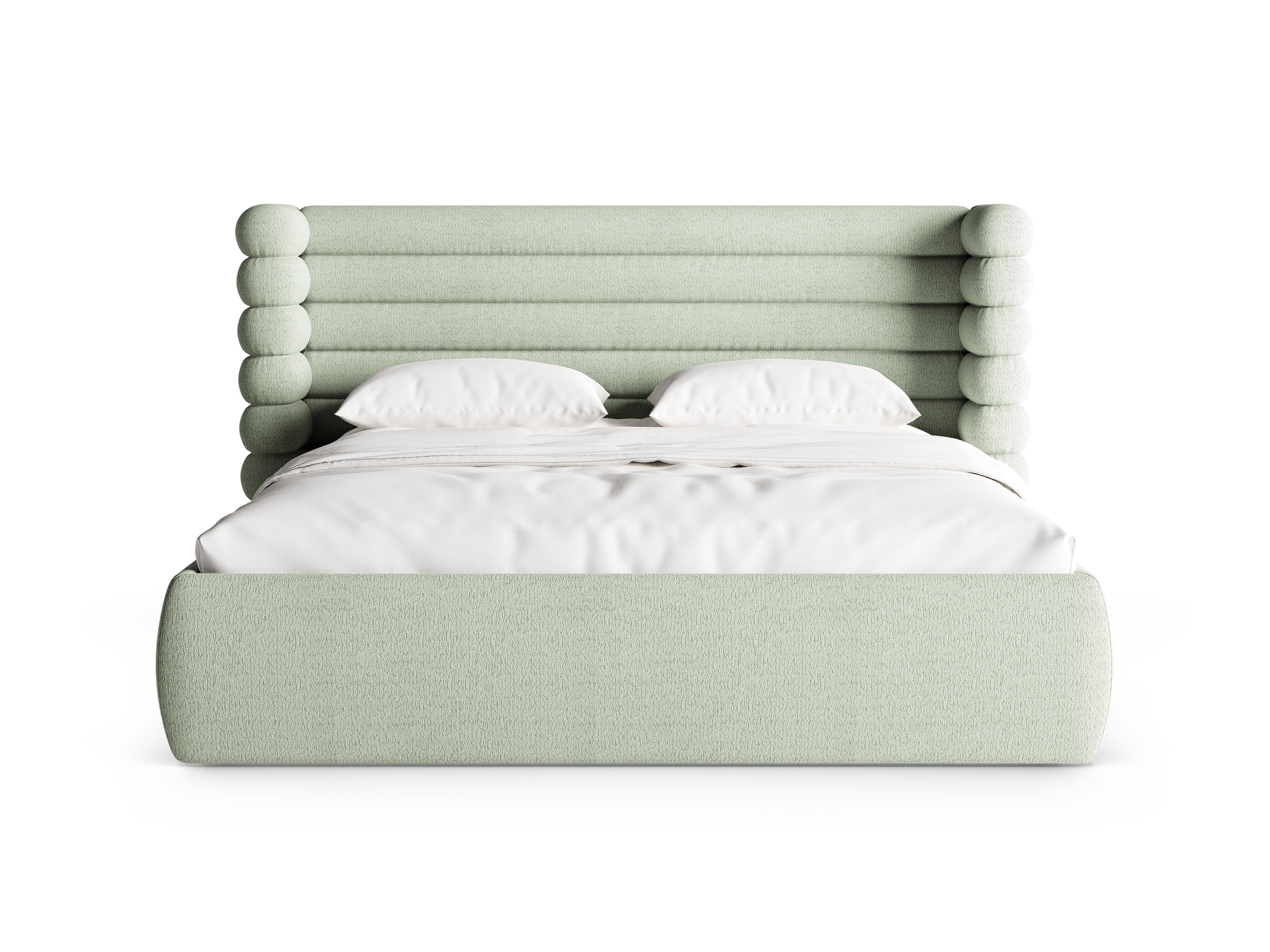 Łóżko MOUNT miętowy boucle do sypialni – Micadoni