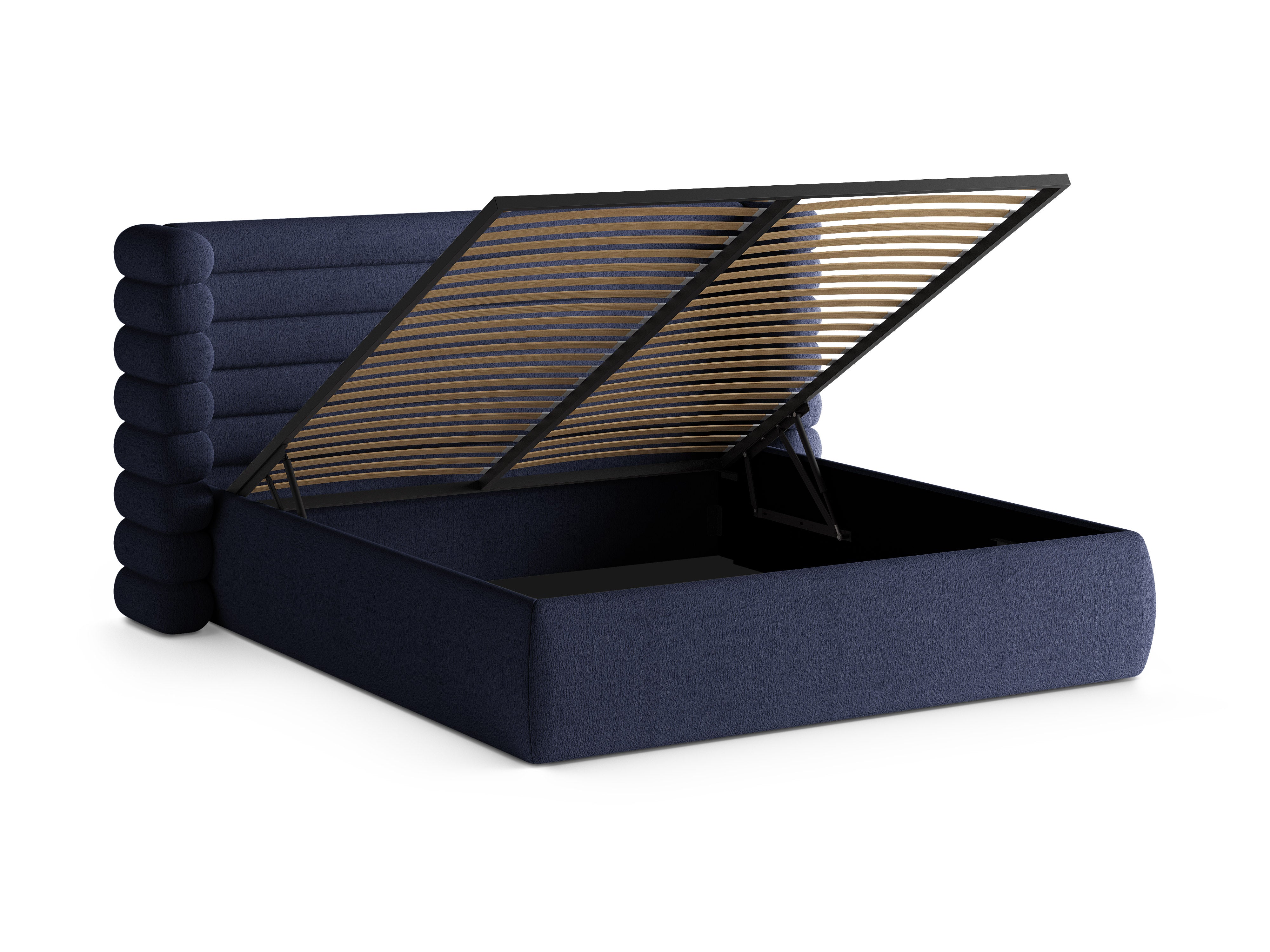 Łóżko MOUNT morski niebieski boucle – styl nowoczesny