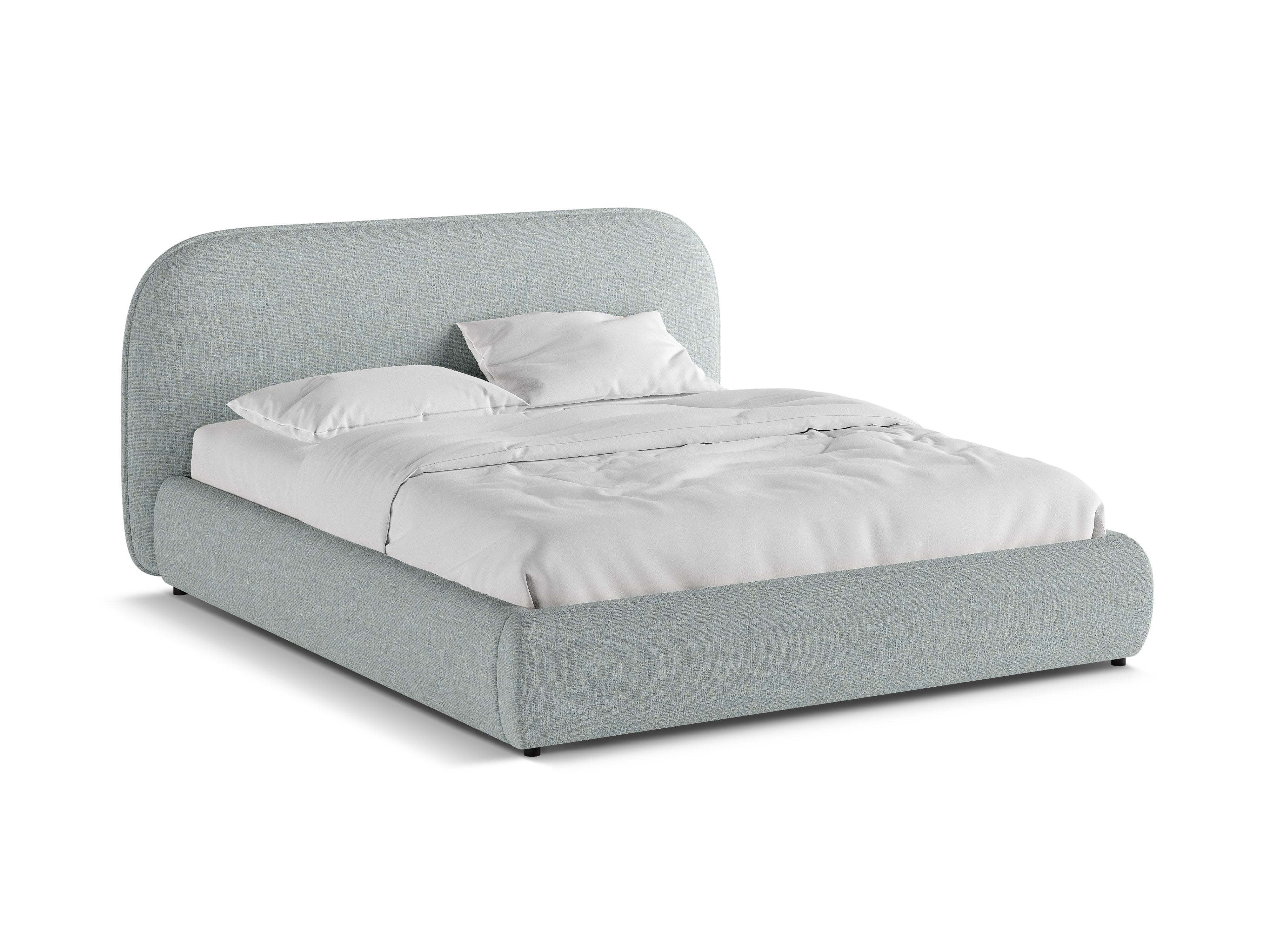 MURADA Bed in Satin Blue Chenille