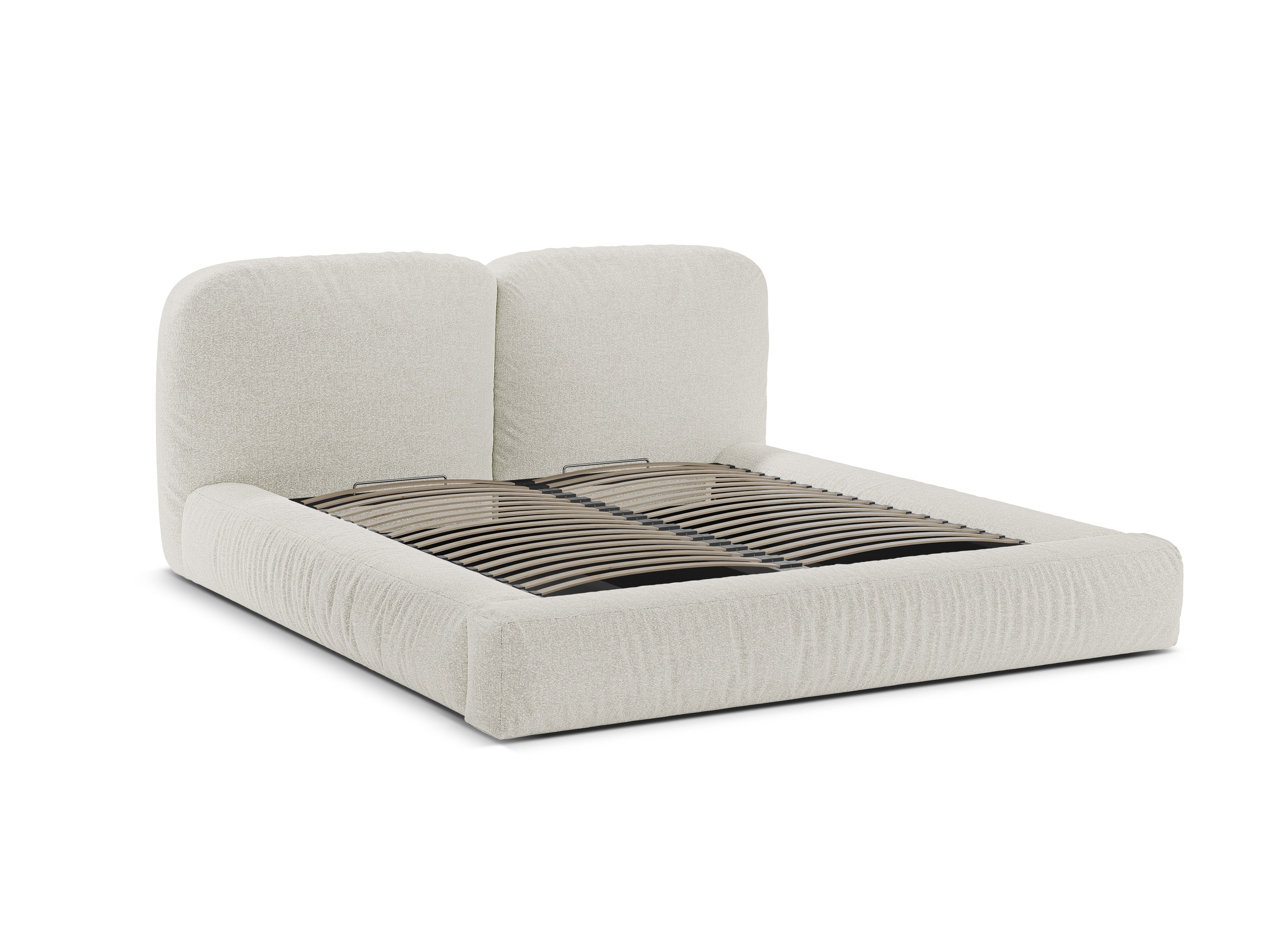 MARTINA Bed in Gray-Beige Mélange Boucle