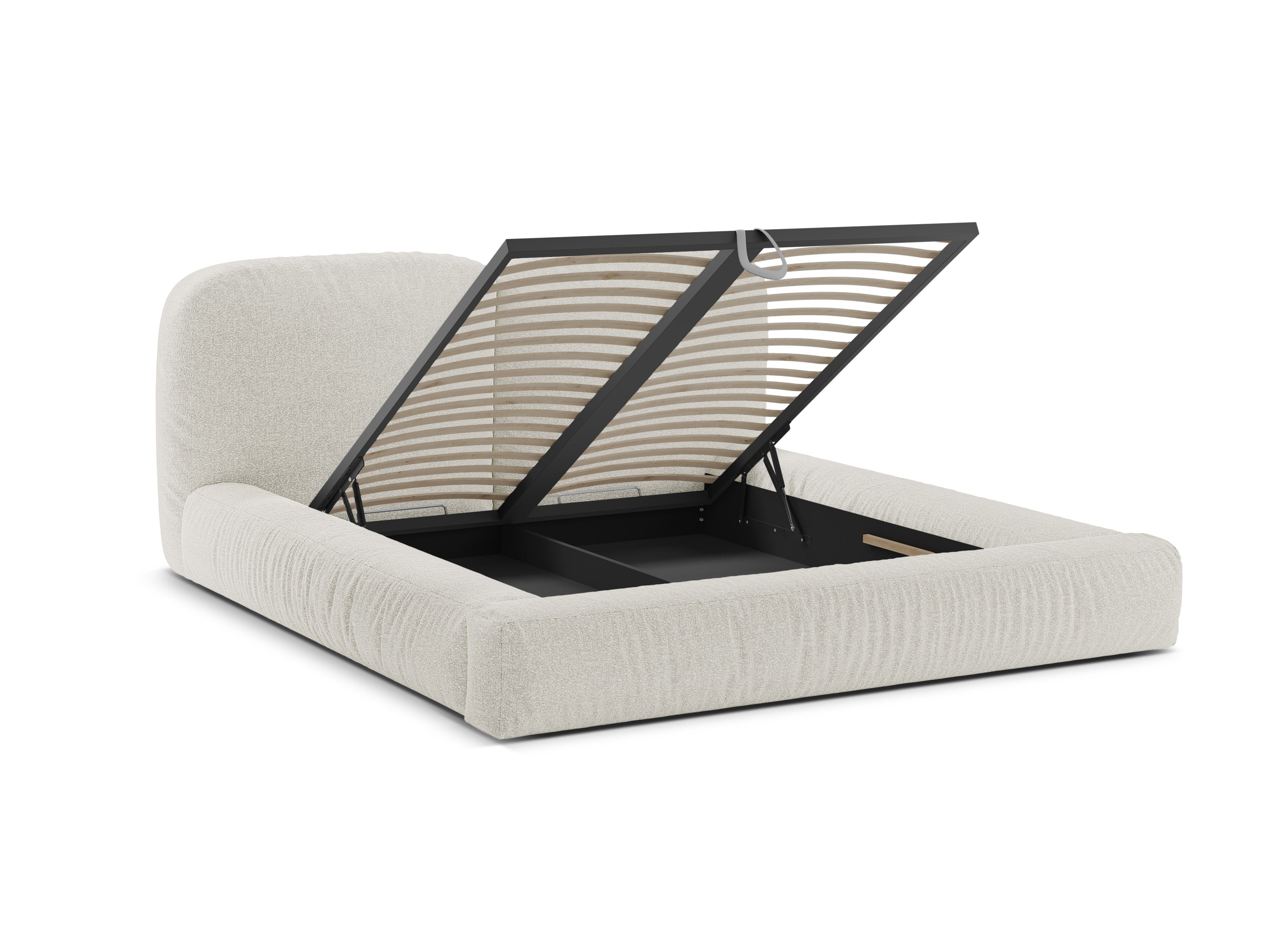 MARTINA Bed in Gray-Beige Mélange Boucle