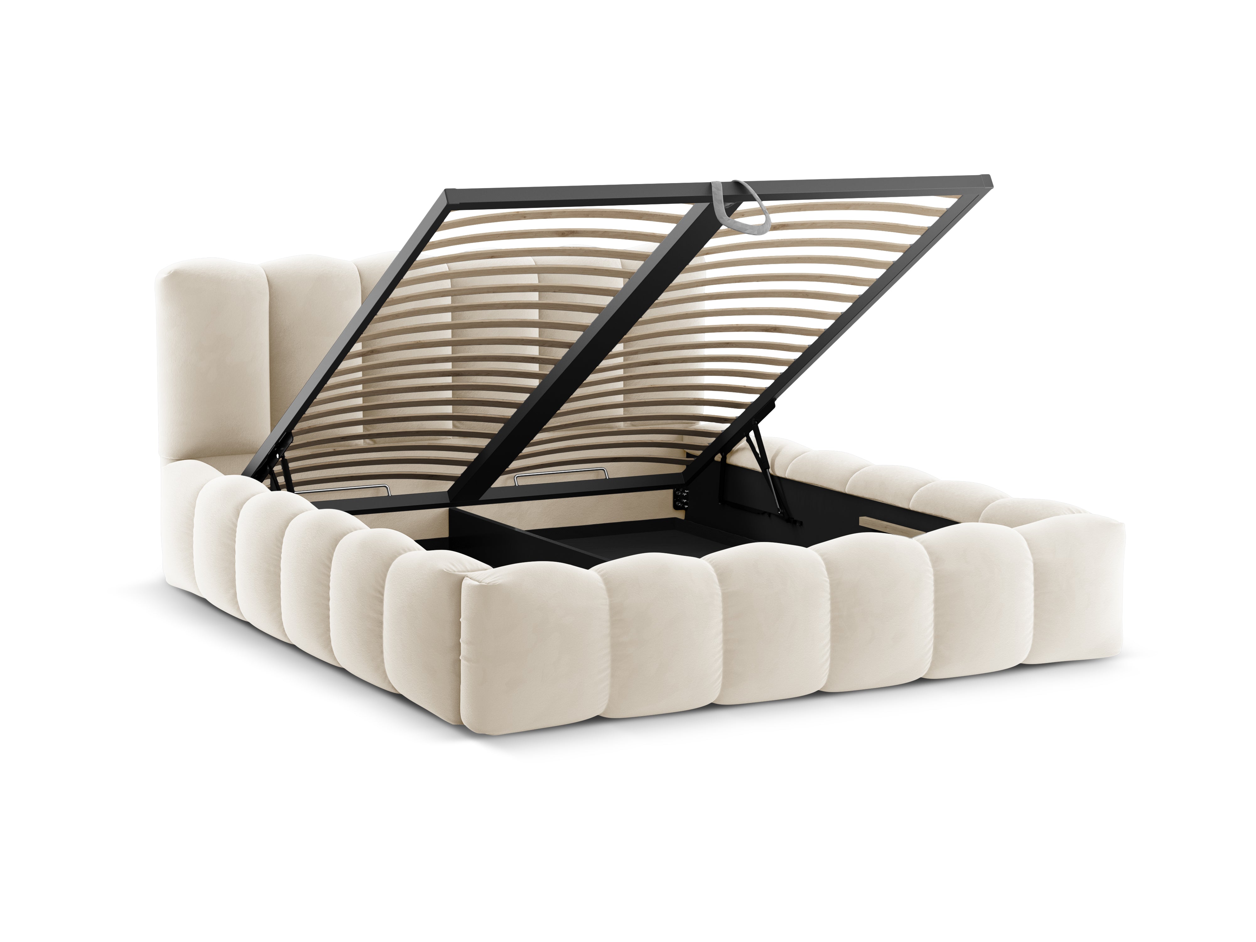 Velvet bed met opbergruimte LUPINE beige