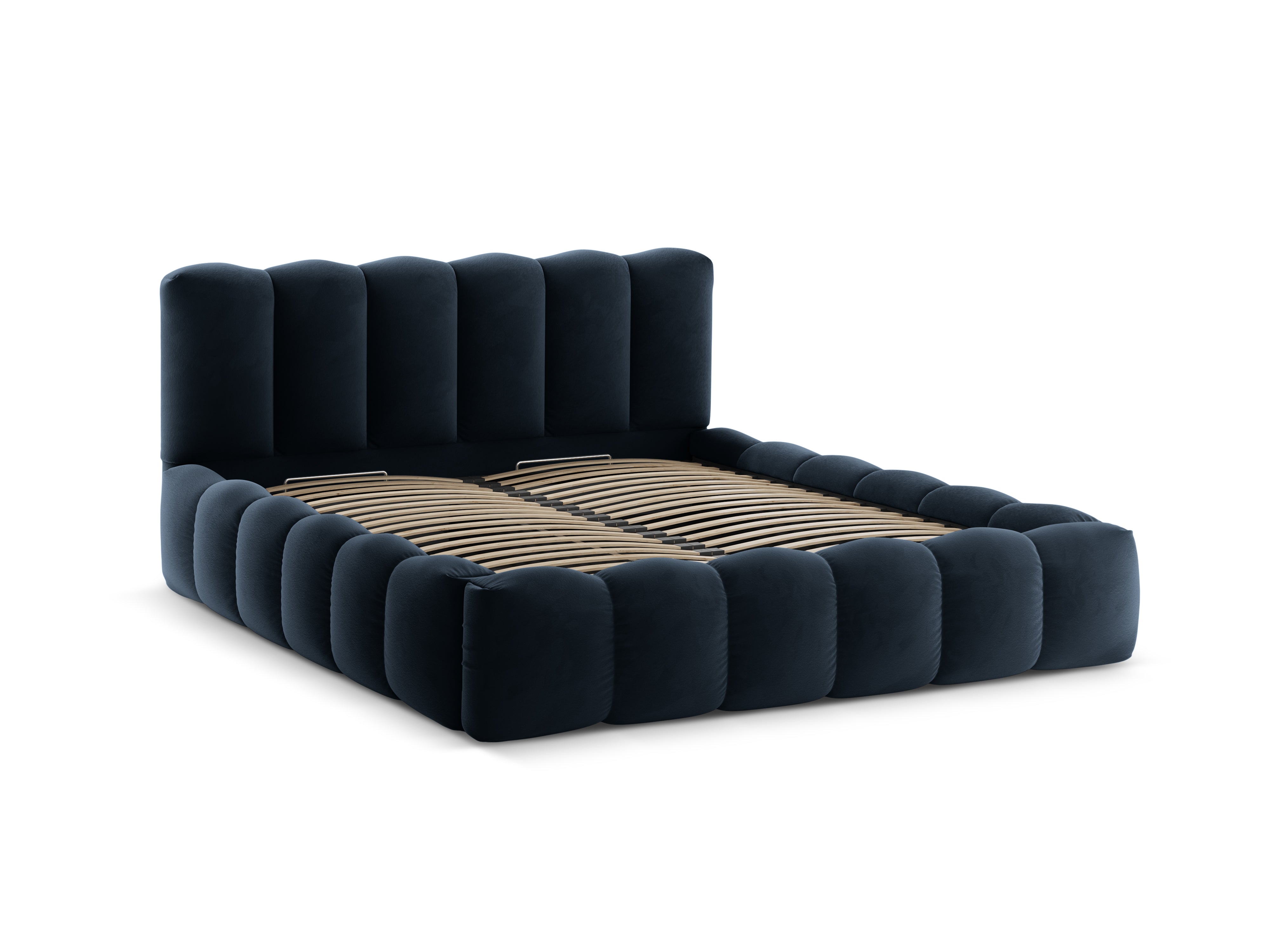 Fluwelen bed met opbergruimte LUPINE marineblauw
