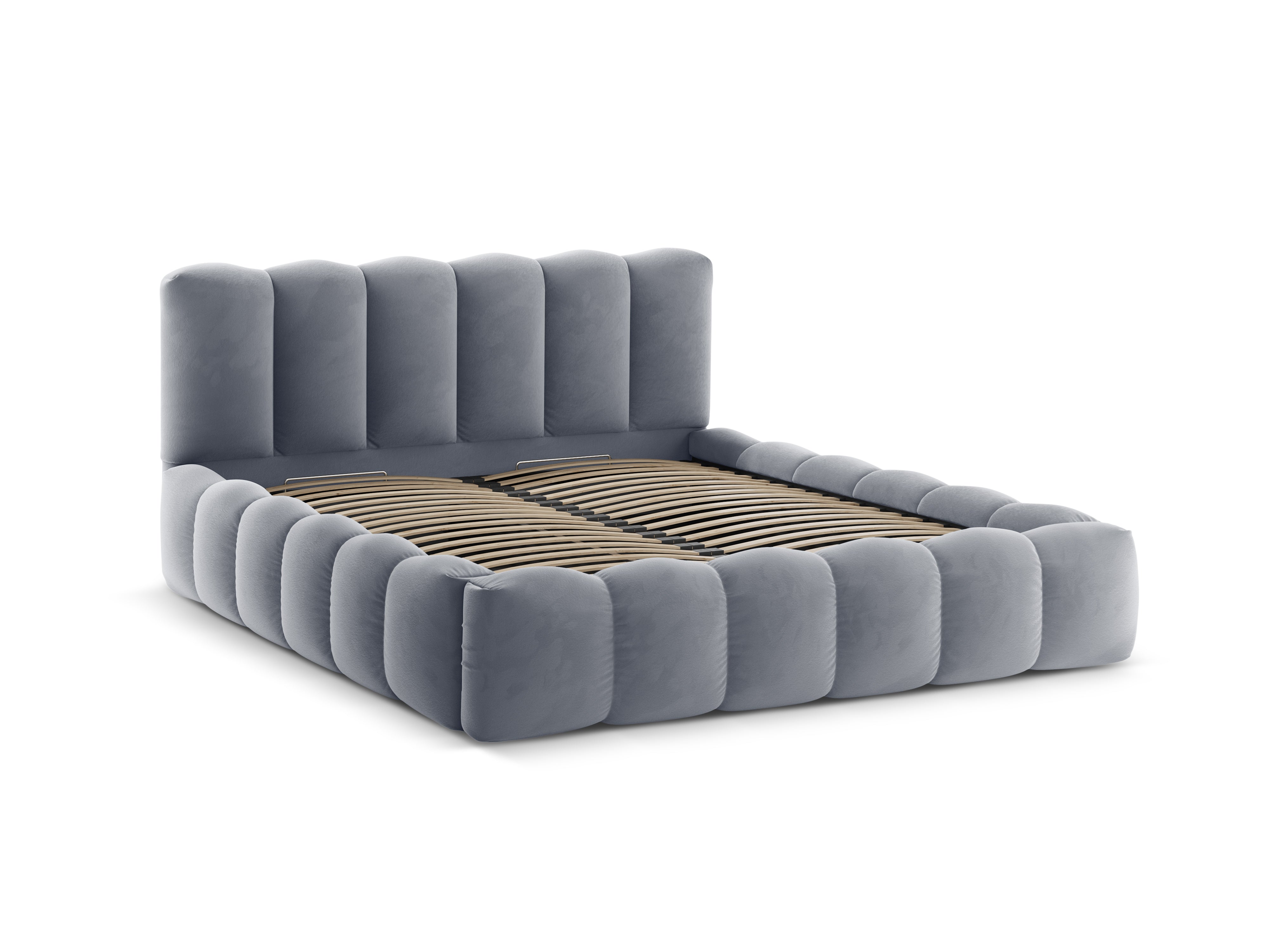 Velvet bed met opbergruimte LUPINE grijs