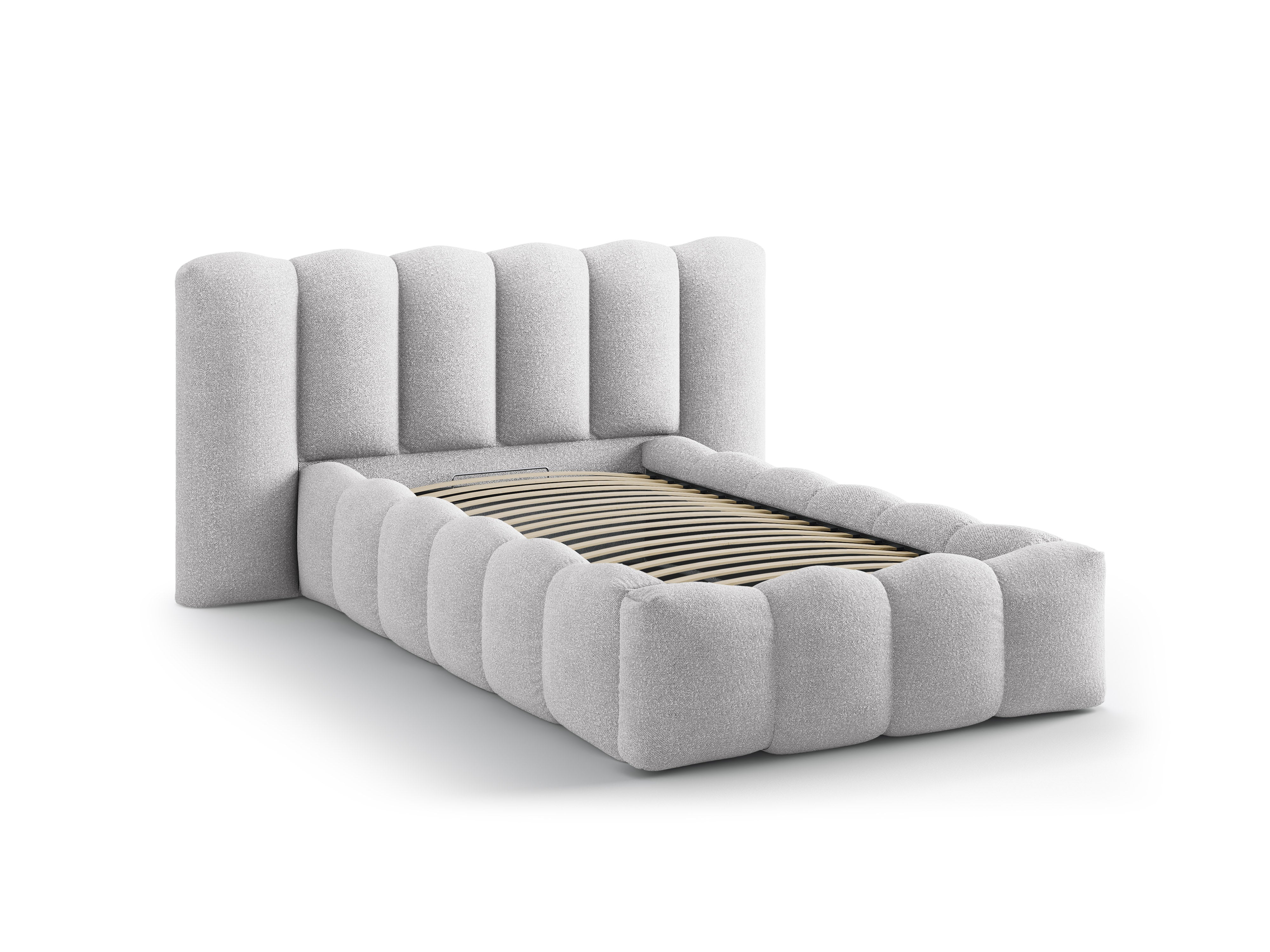 Bett LUPINE hellgrau Boucle