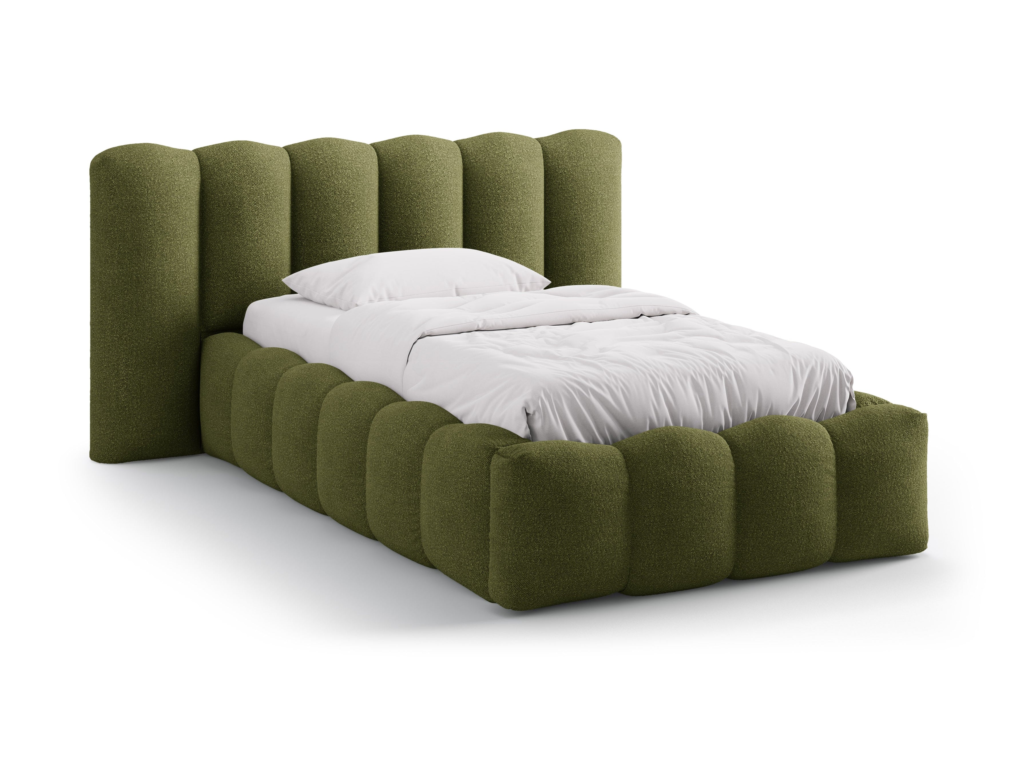 LUPINE Bed in Dark Olive Green Boucle