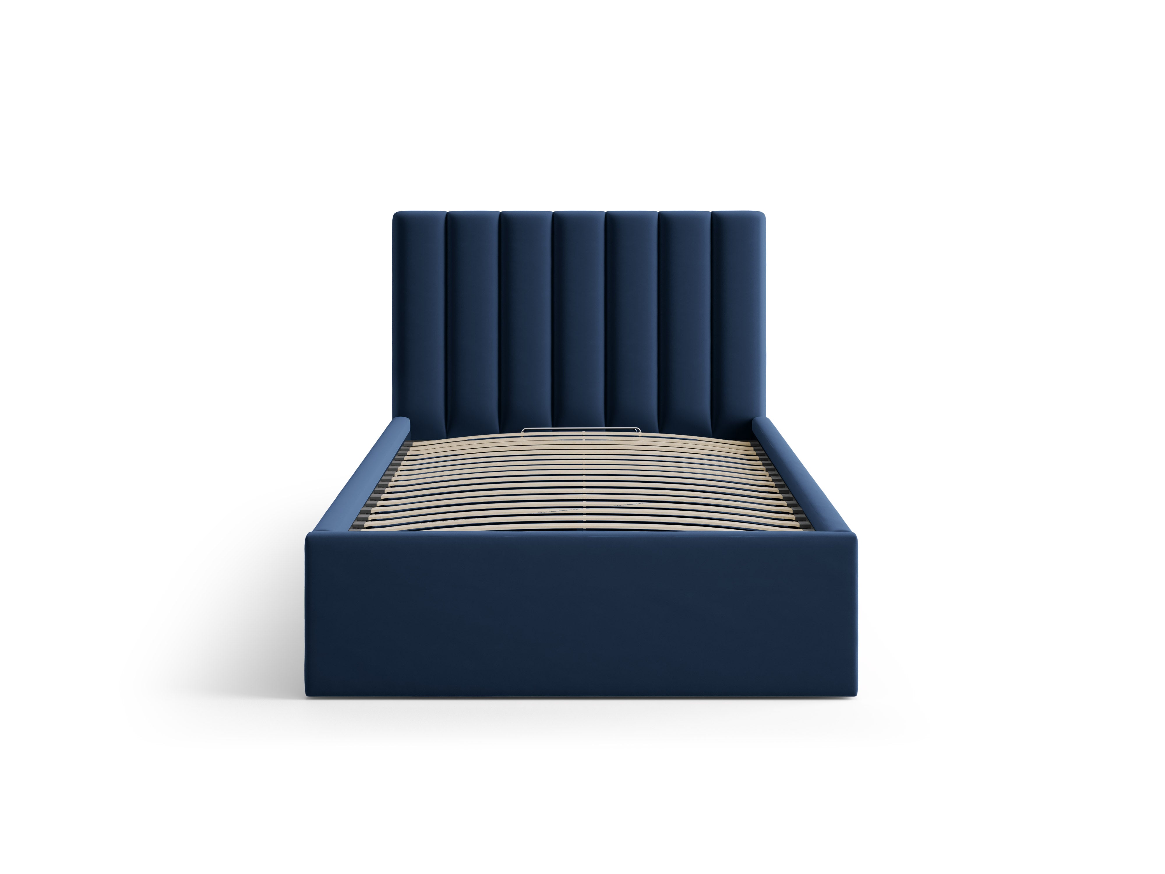 Enkel velours bed met opbergruimte voor beddengoed ALLISON koninklijk blauw