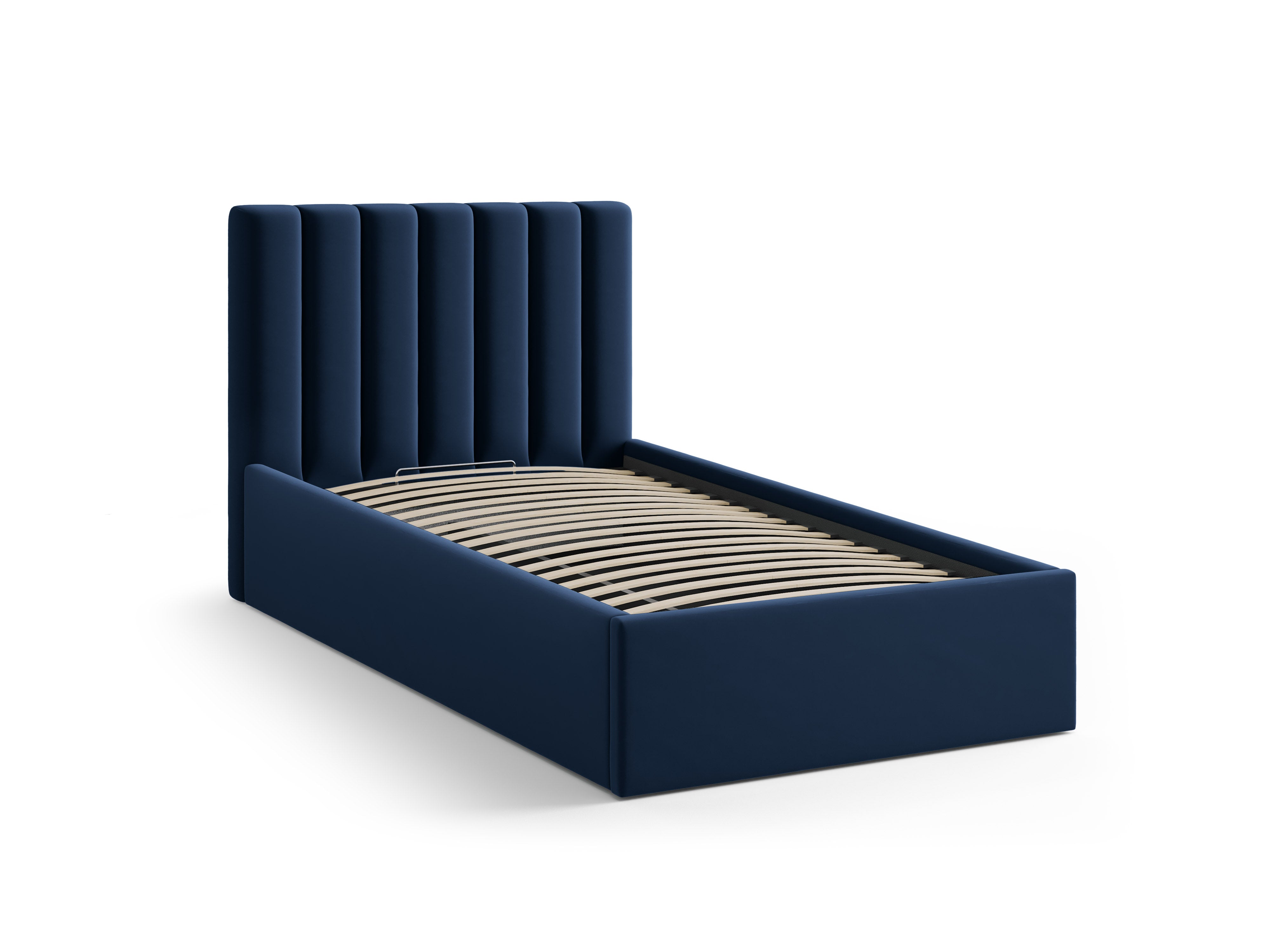 Enkel velours bed met opbergruimte voor beddengoed ALLISON koninklijk blauw