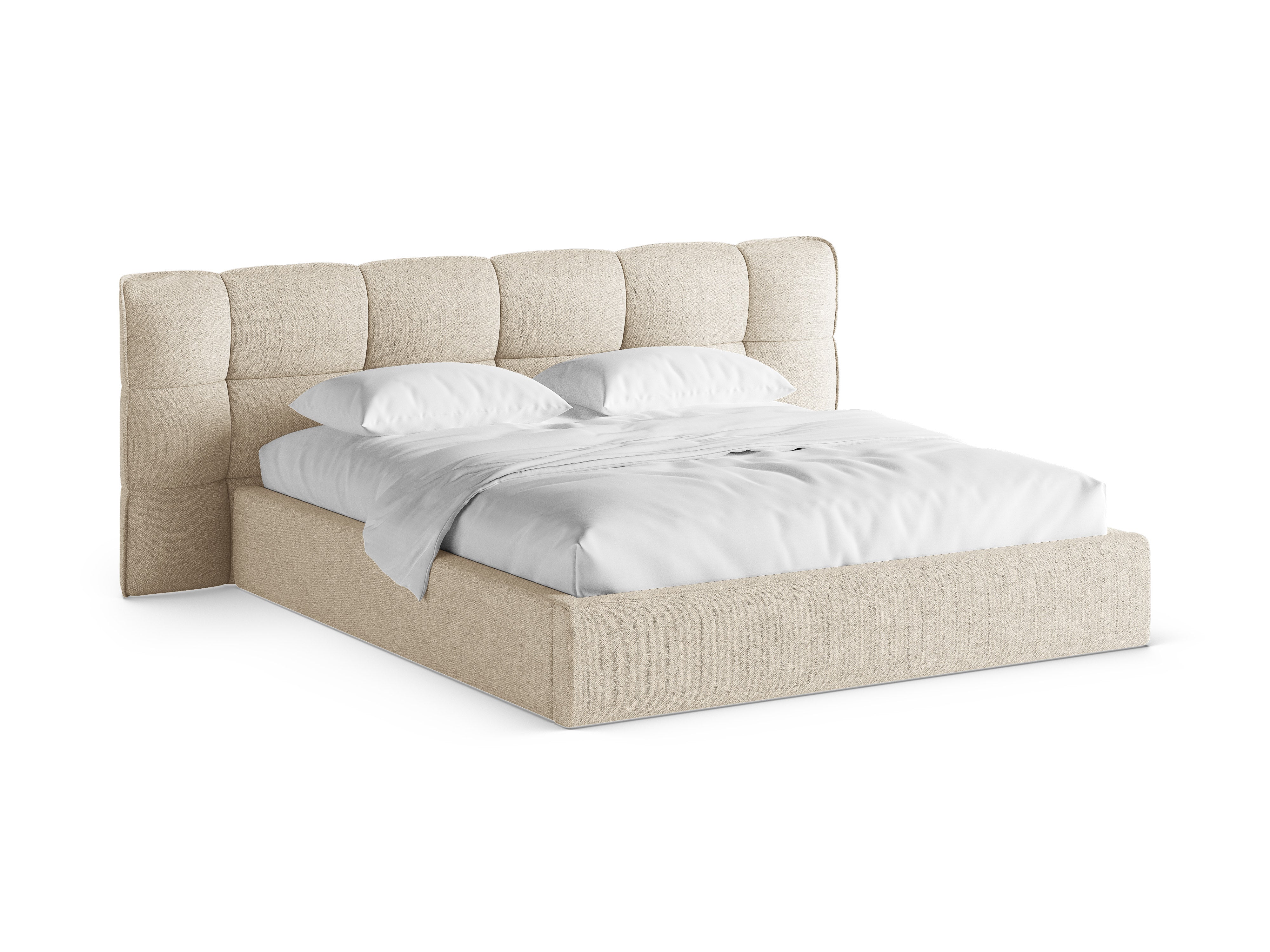 ERIC Bed with Storage in Light Beige Boucle