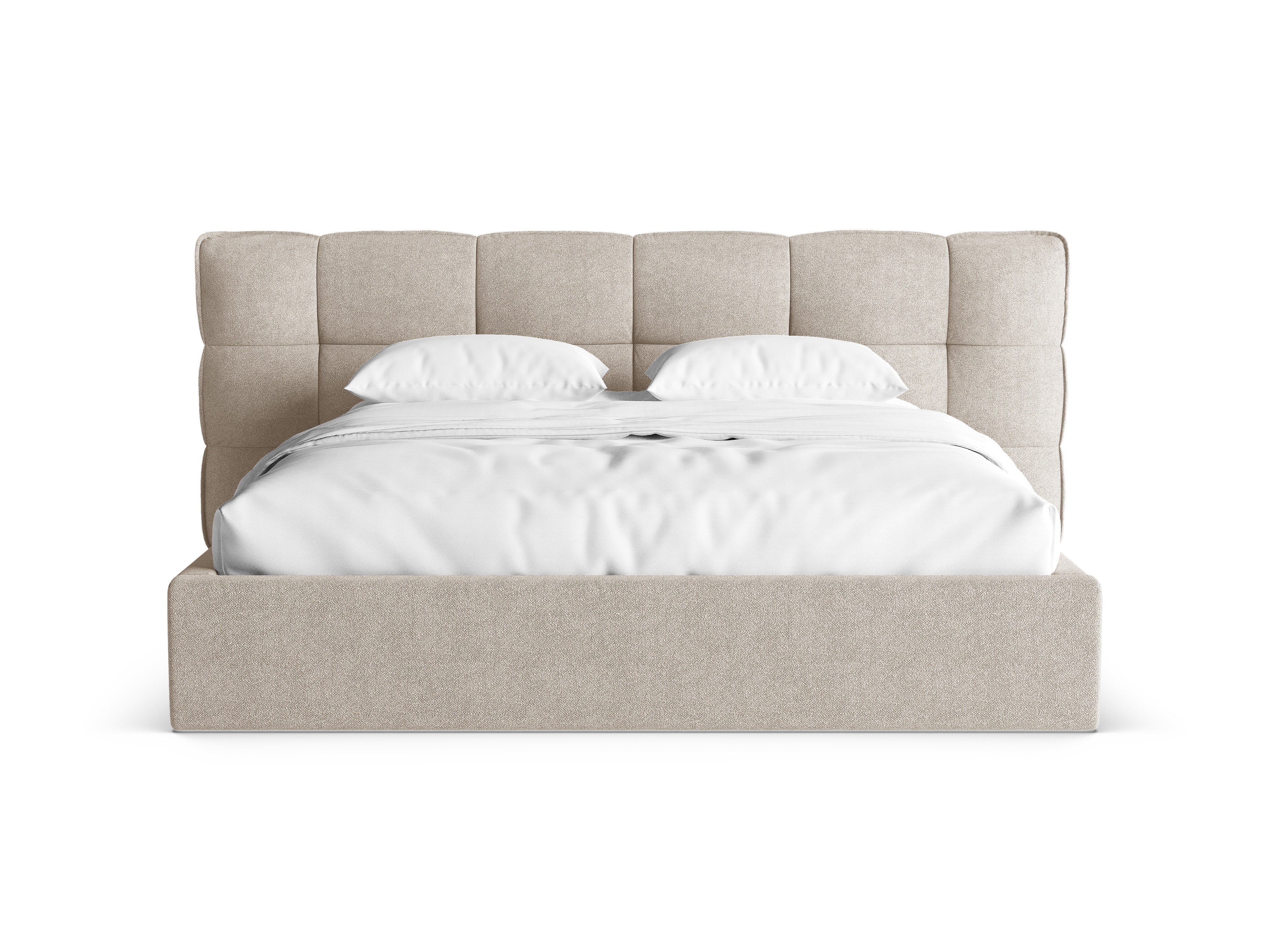 Bett mit Stauraum ERIC dunkelbeige Boucle