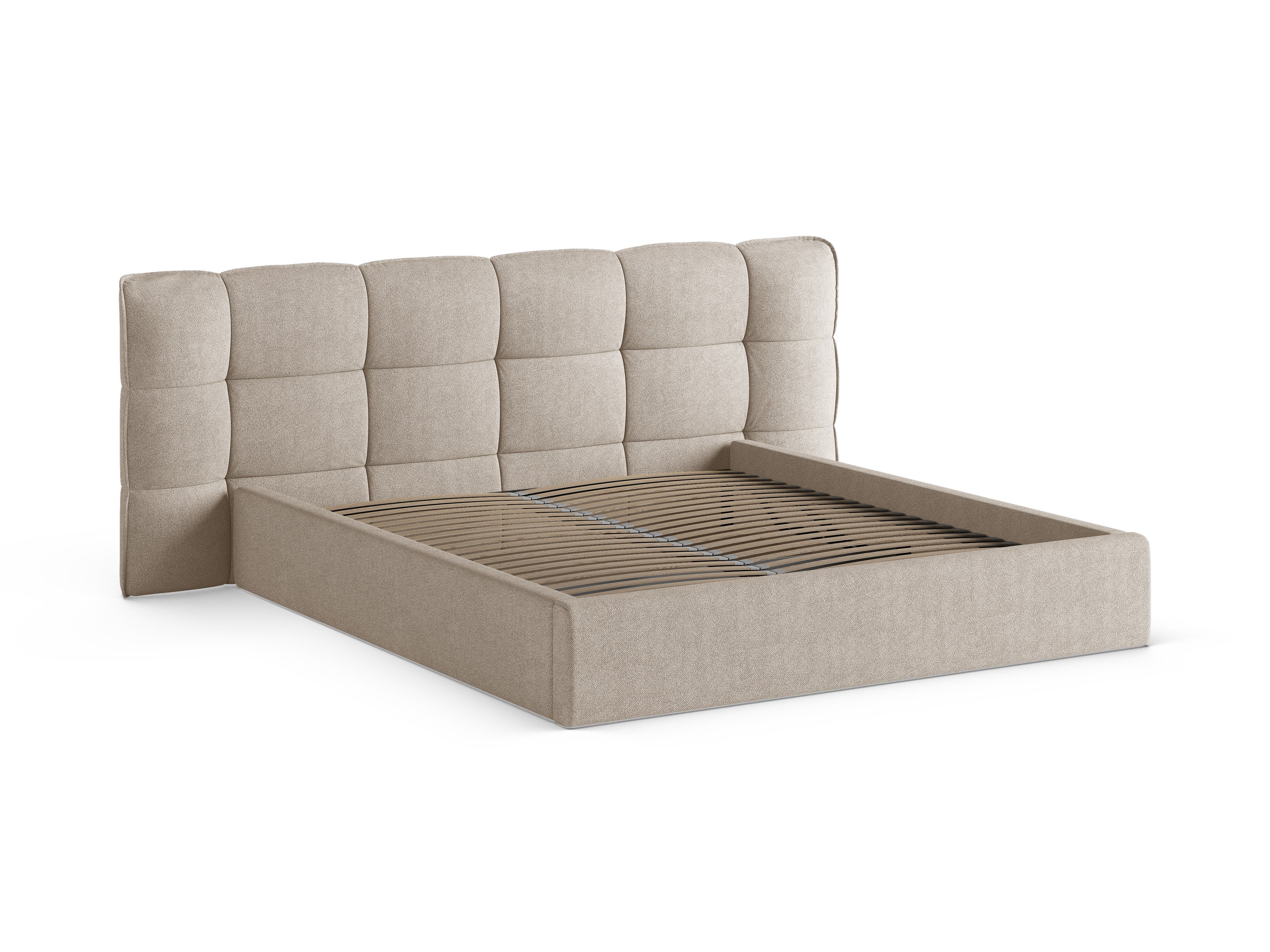Bett mit Stauraum ERIC dunkelbeige Boucle