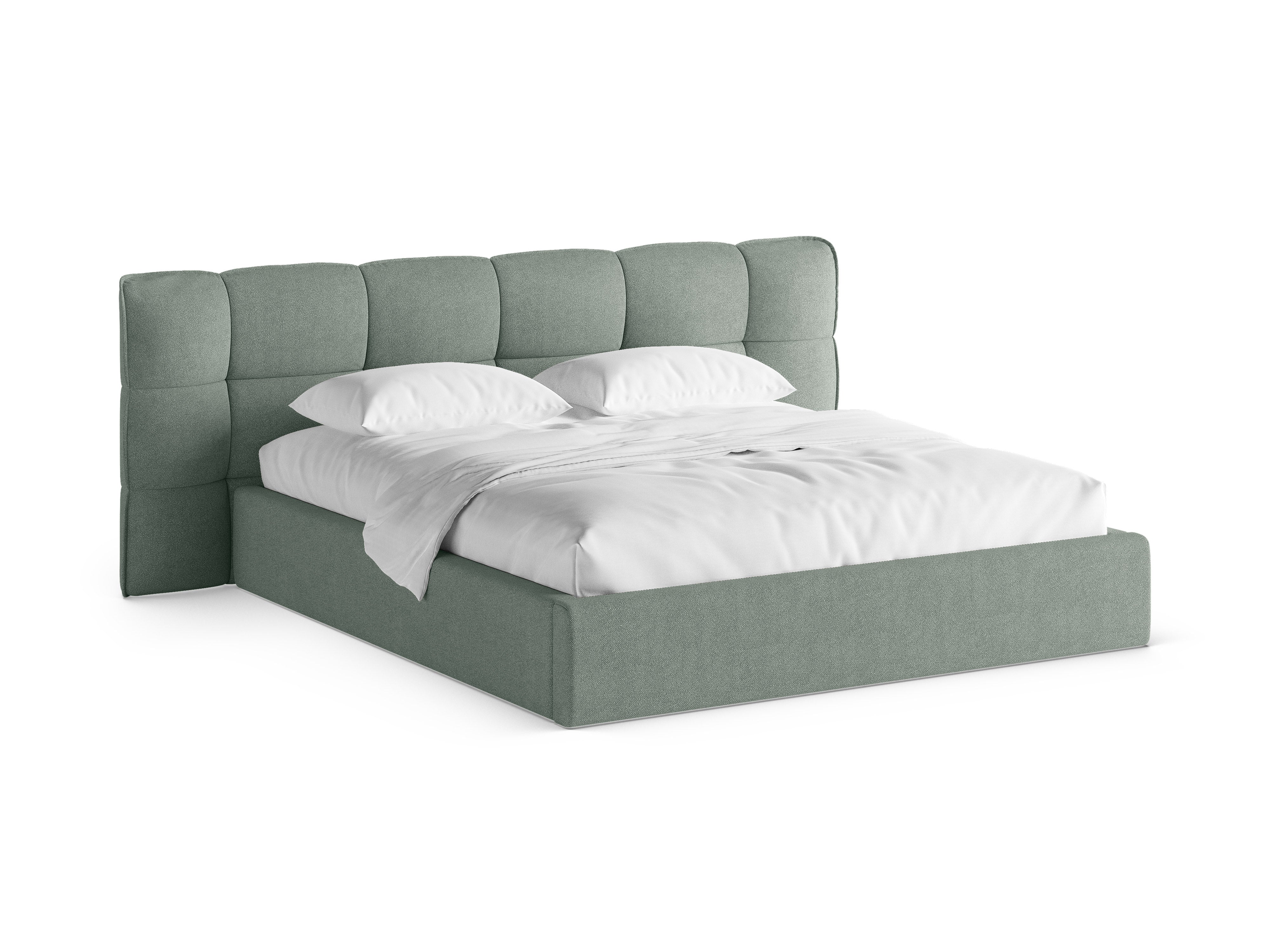 Bett mit Stauraum ERIC mintfarbener Boucle