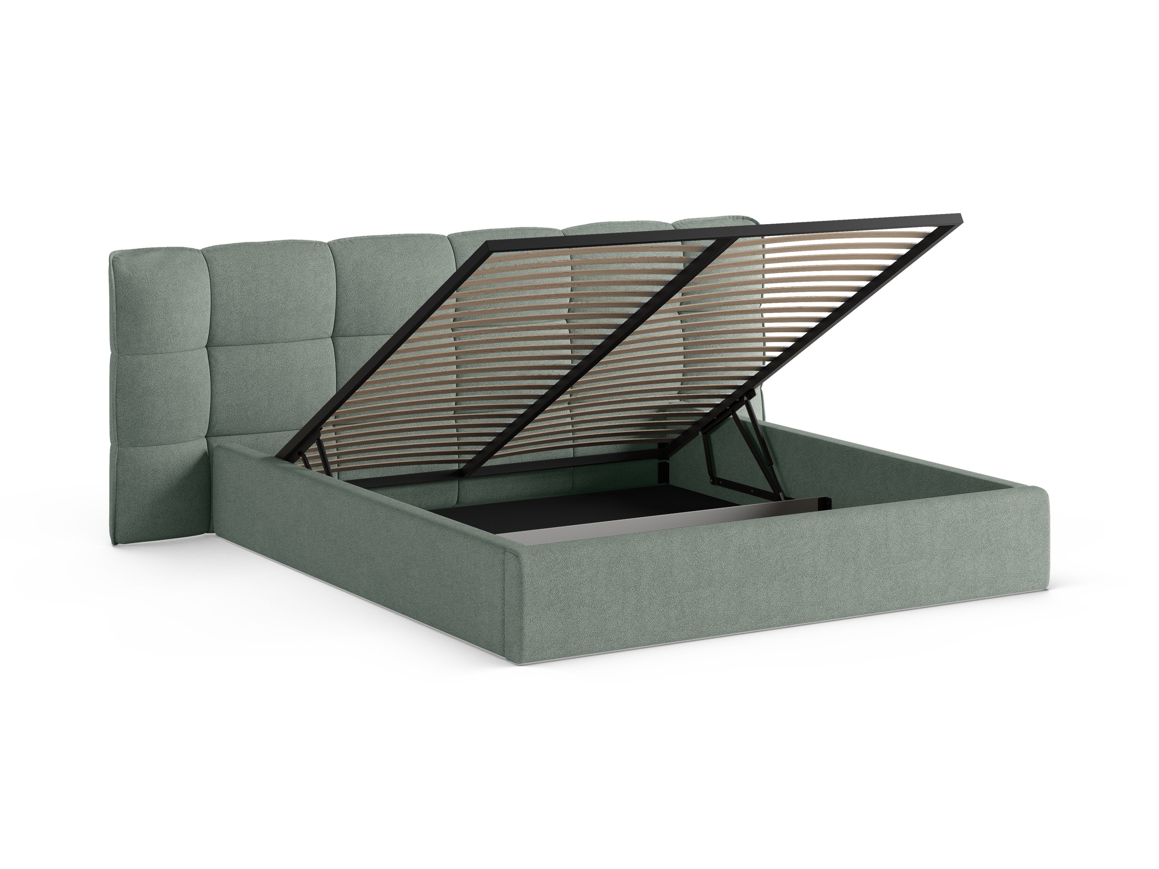 Bett mit Stauraum ERIC mintfarbener Boucle