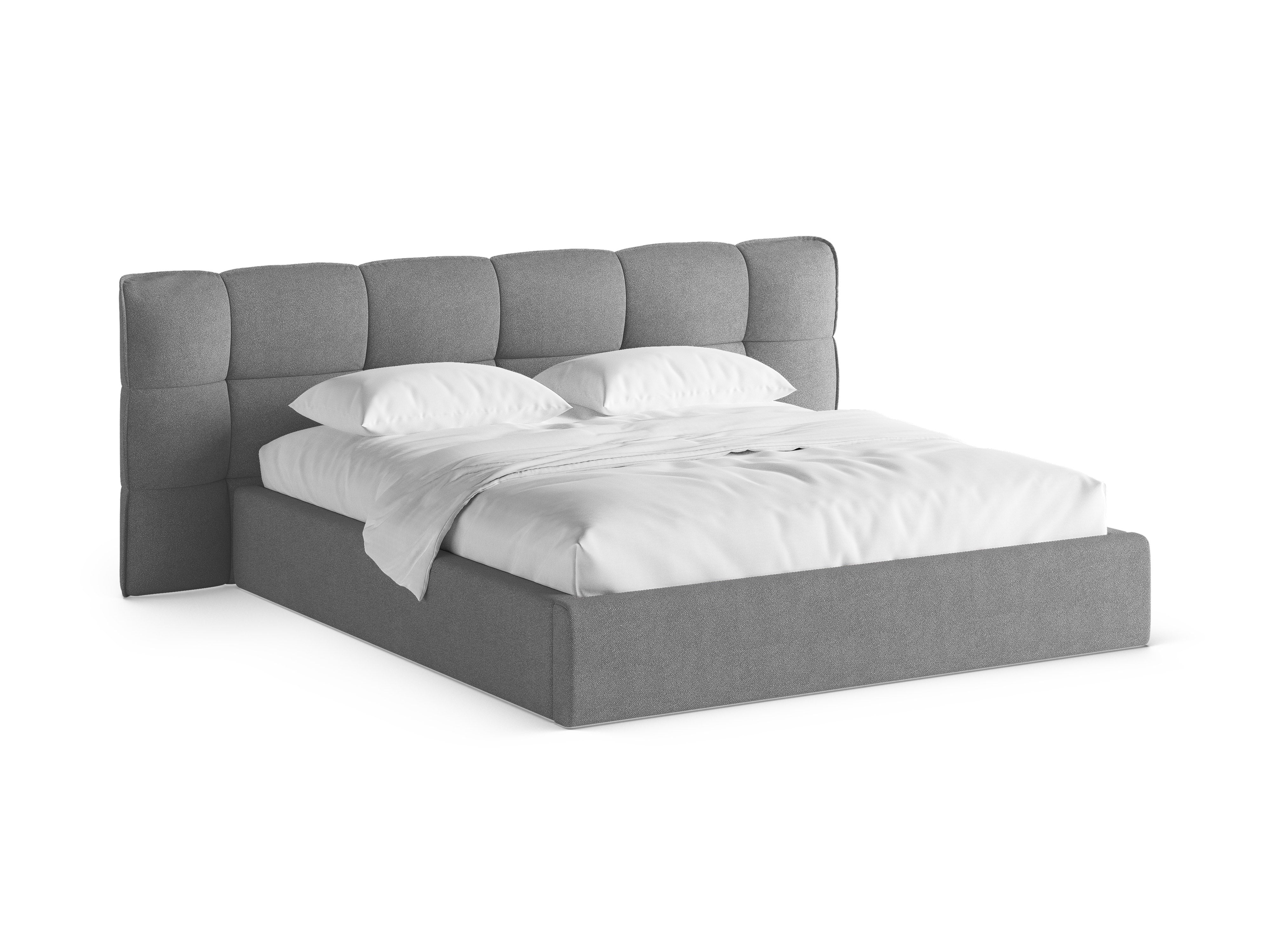 Bed met opbergruimte ERIC donkergrijs boucle