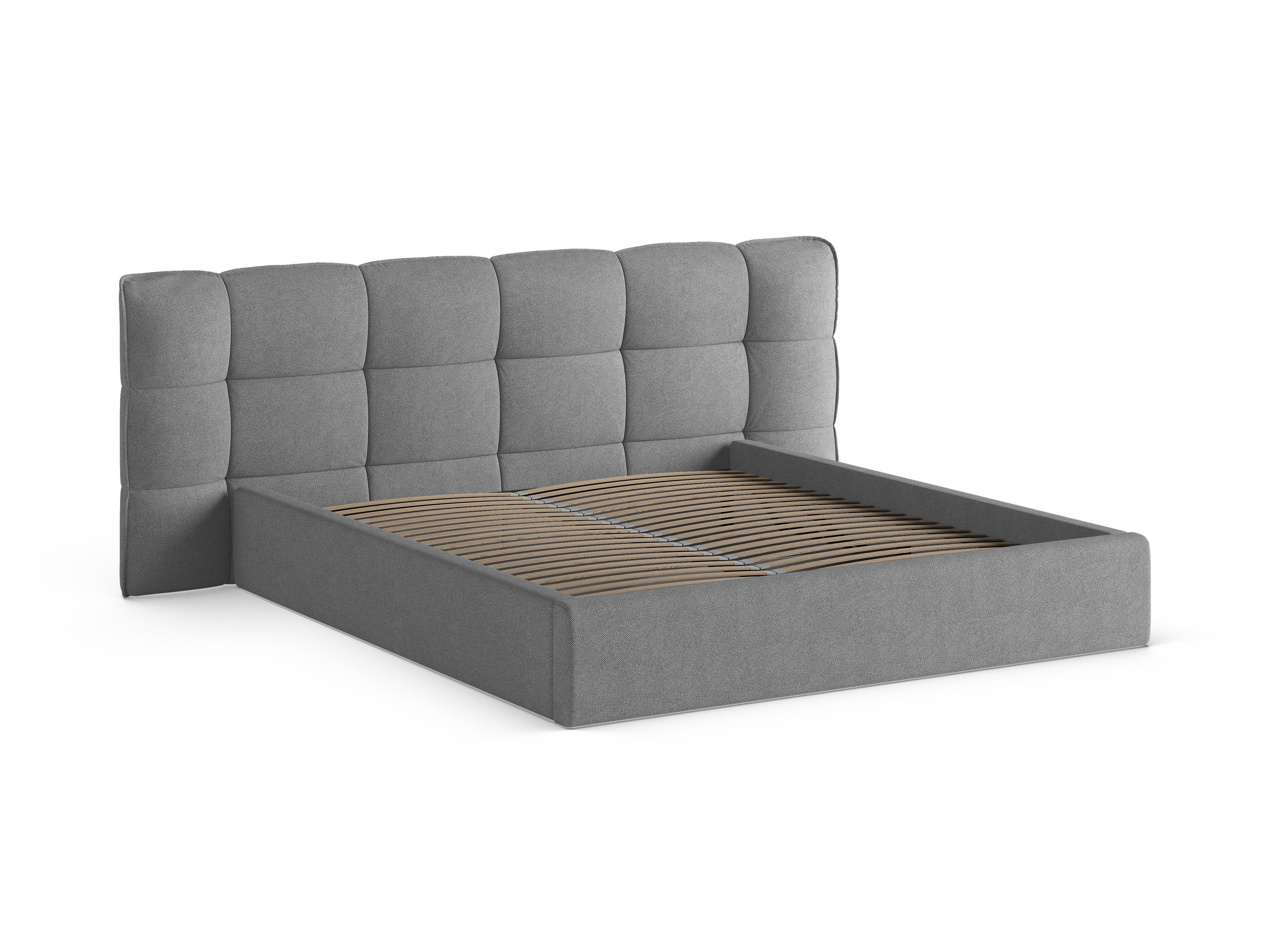 Bed met opbergruimte ERIC donkergrijs boucle