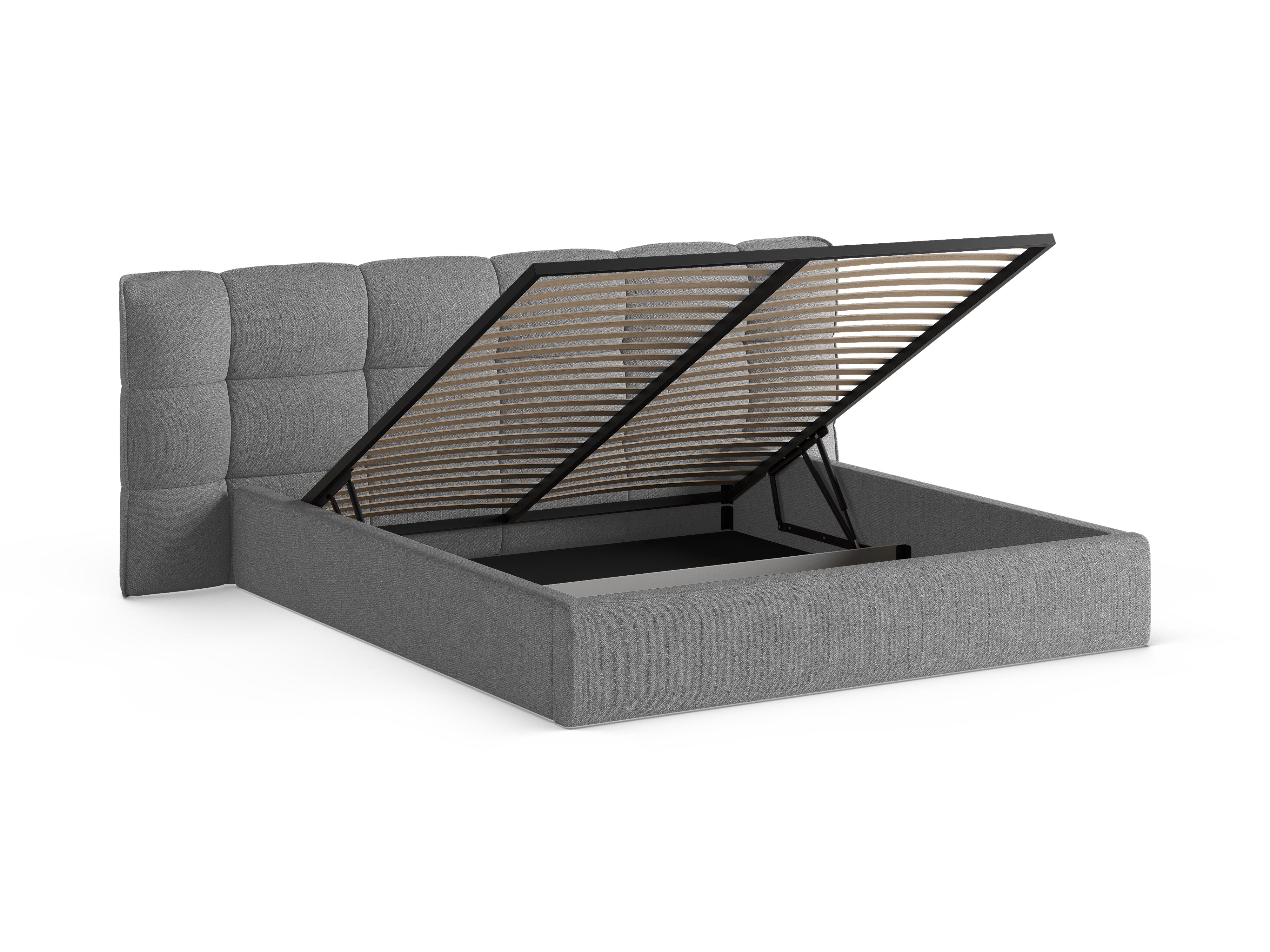 Bed met opbergruimte ERIC donkergrijs boucle