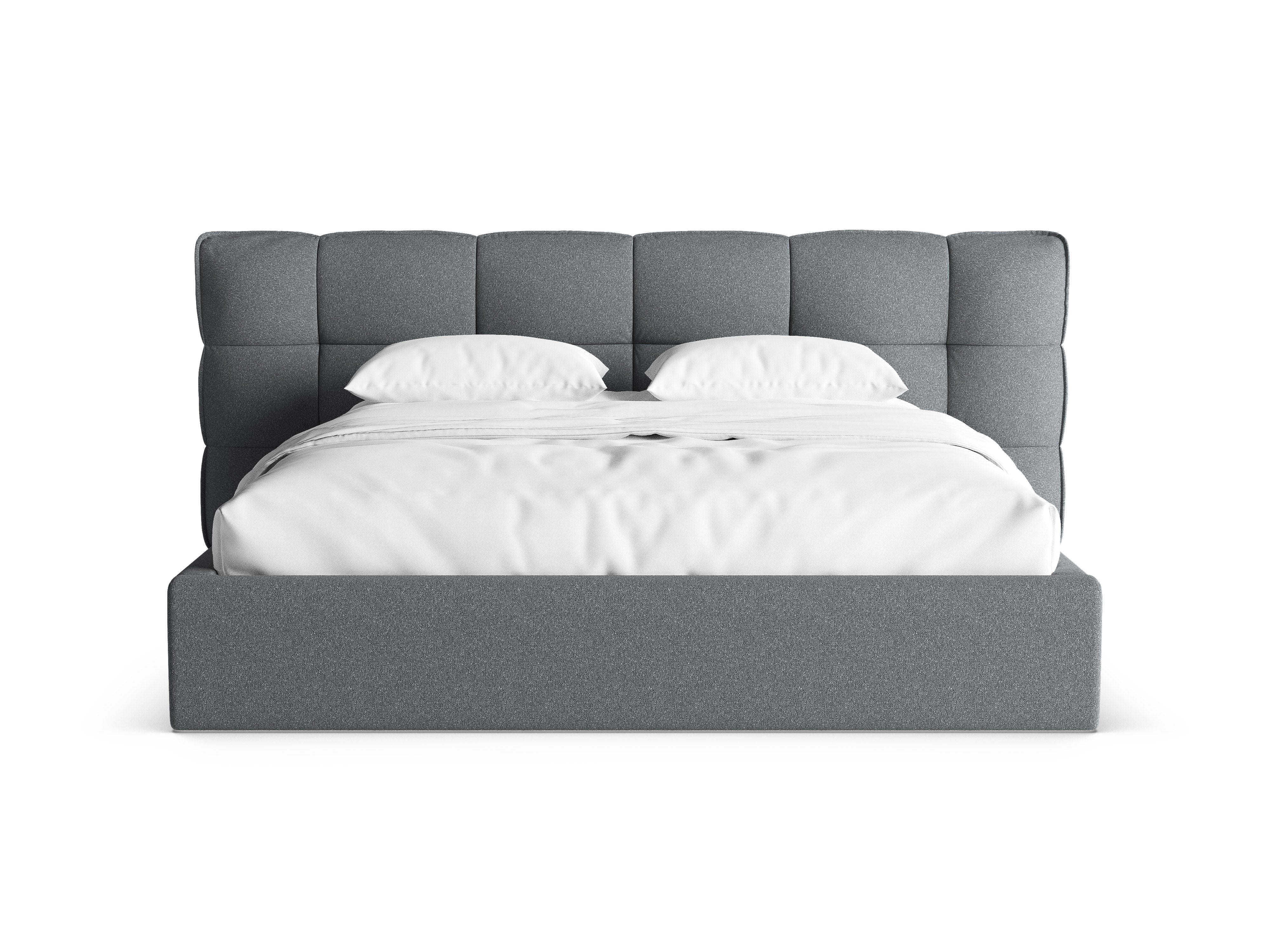 Łóżko z pojemnikiem ERIC ciemnoszary melanż z pojemnikiem na pościel