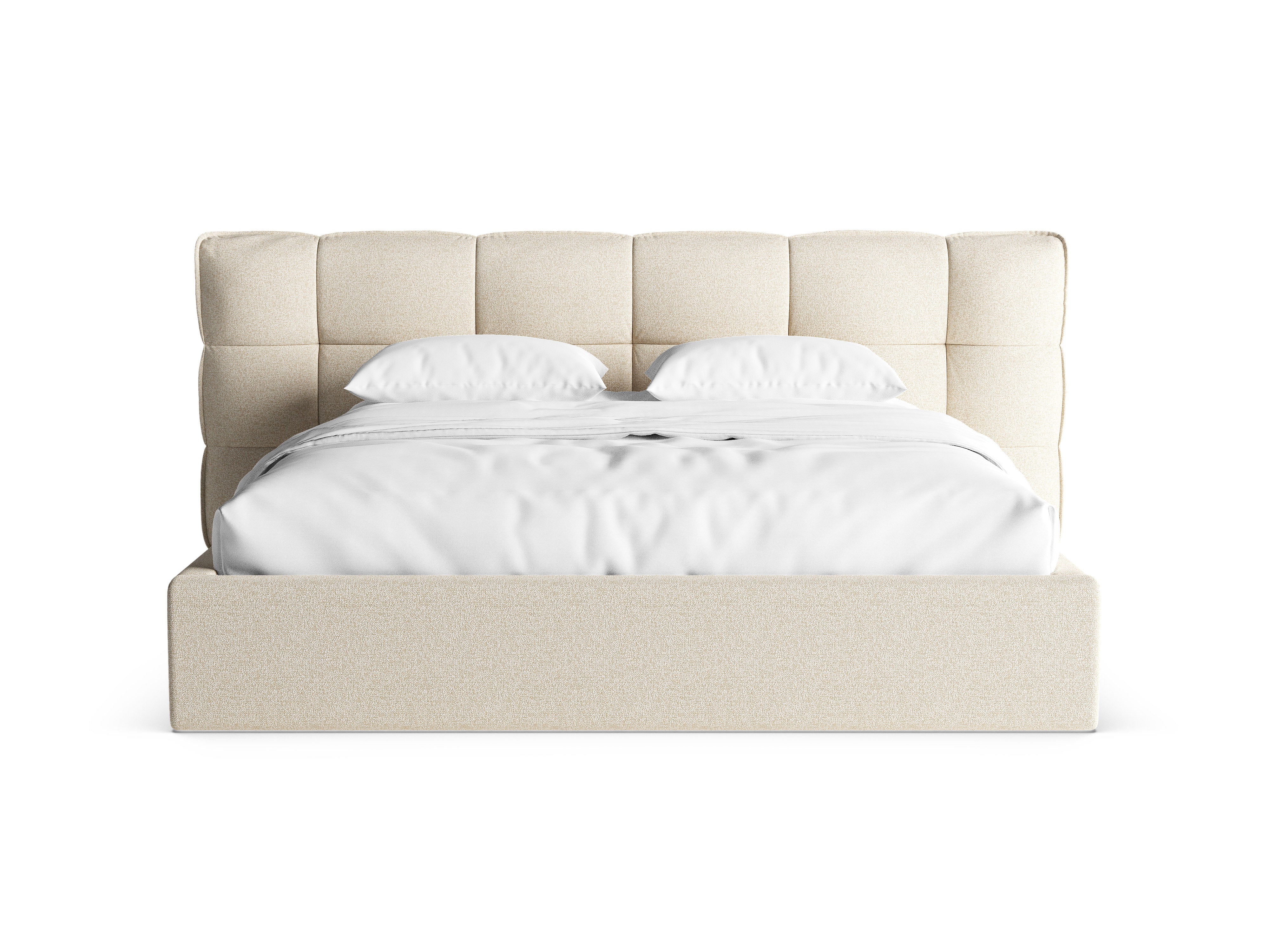 ERIC bed with storage in light beige mélange