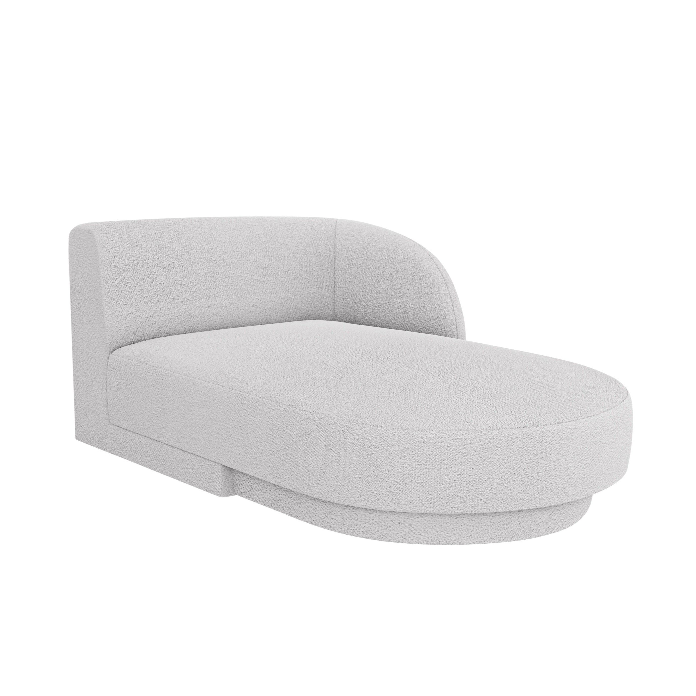 Rechthoekige chaise longue MILEY lichtgrijze boucle