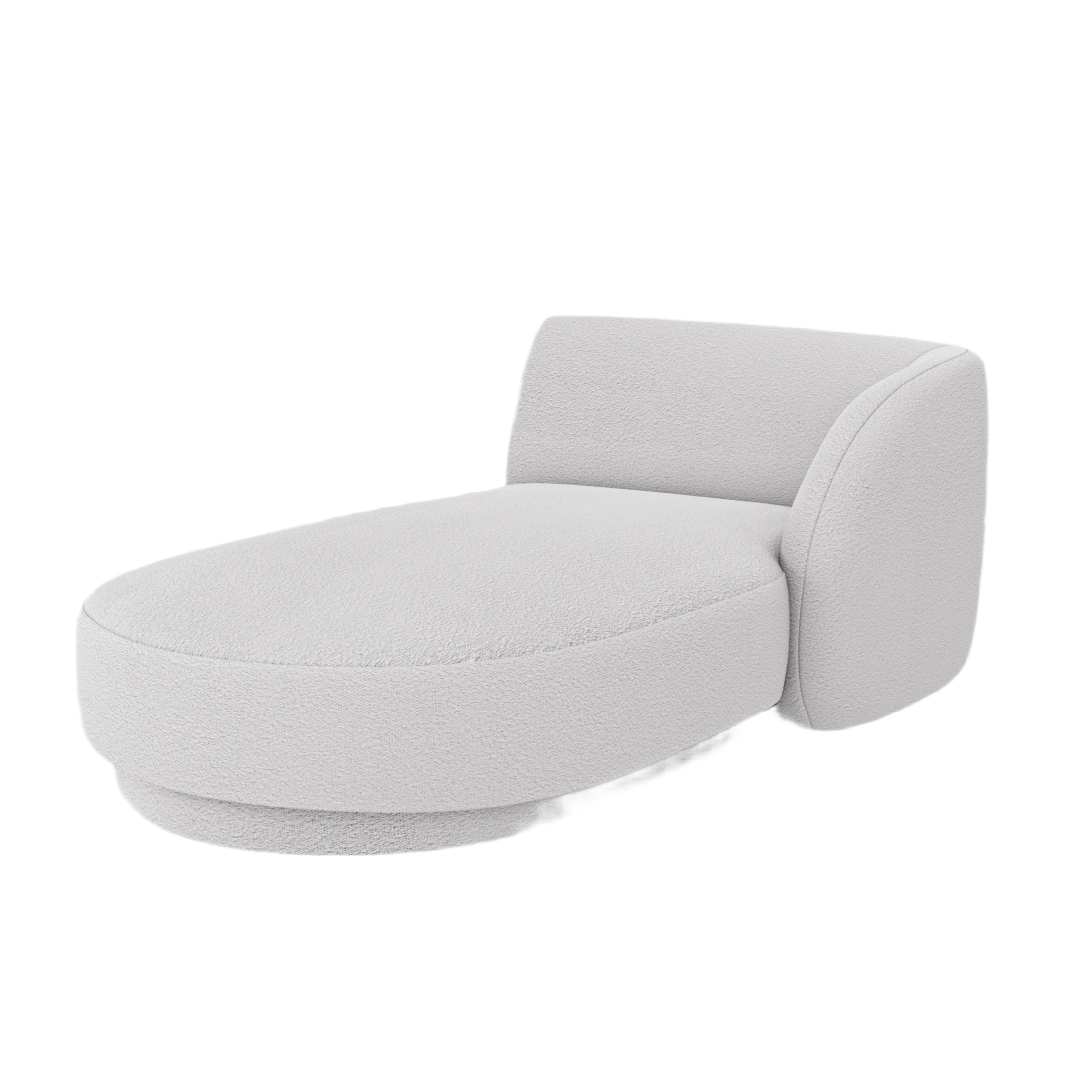 Rechthoekige chaise longue MILEY lichtgrijze boucle