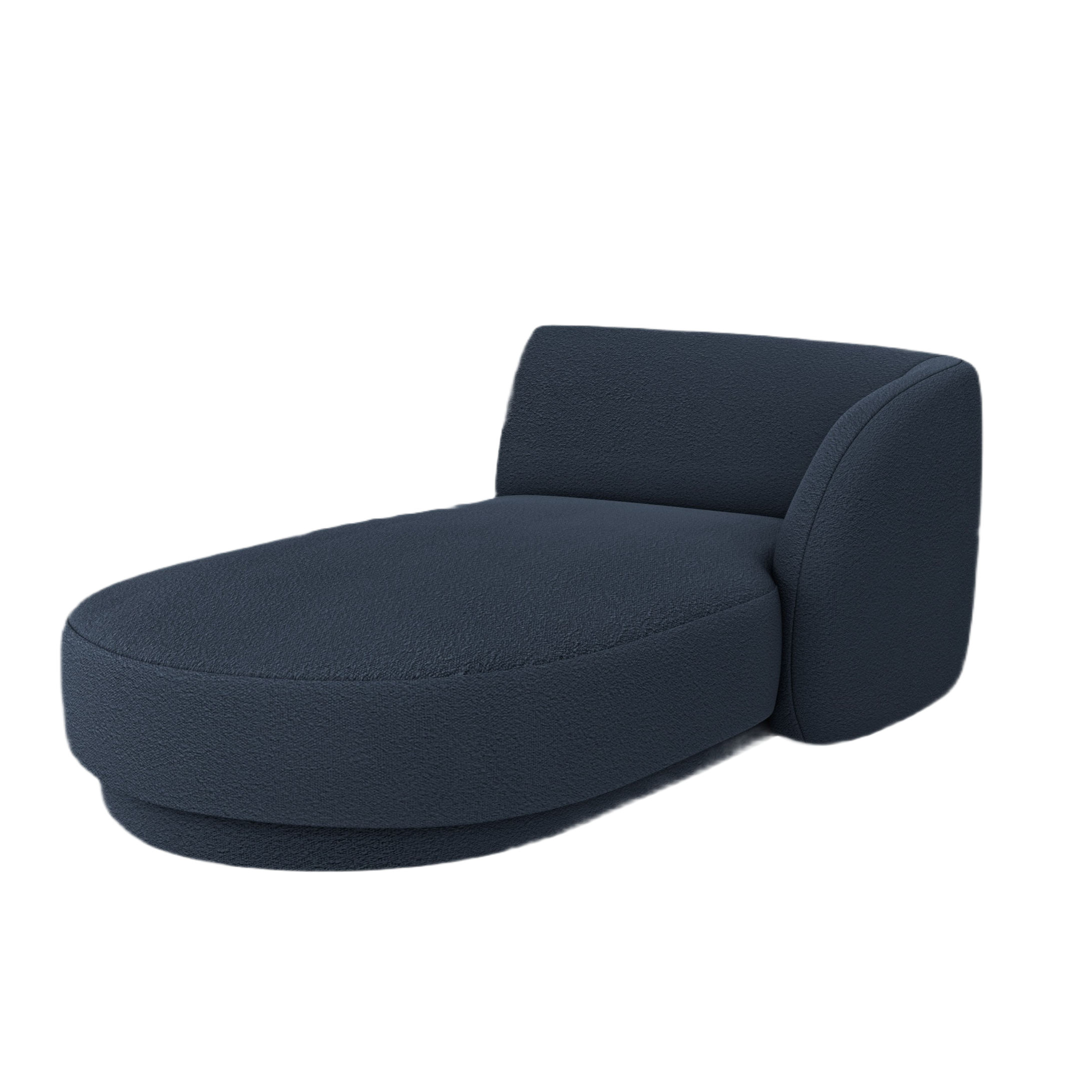 Rechthoekige chaise longue MILEY donkerblauwe boucle