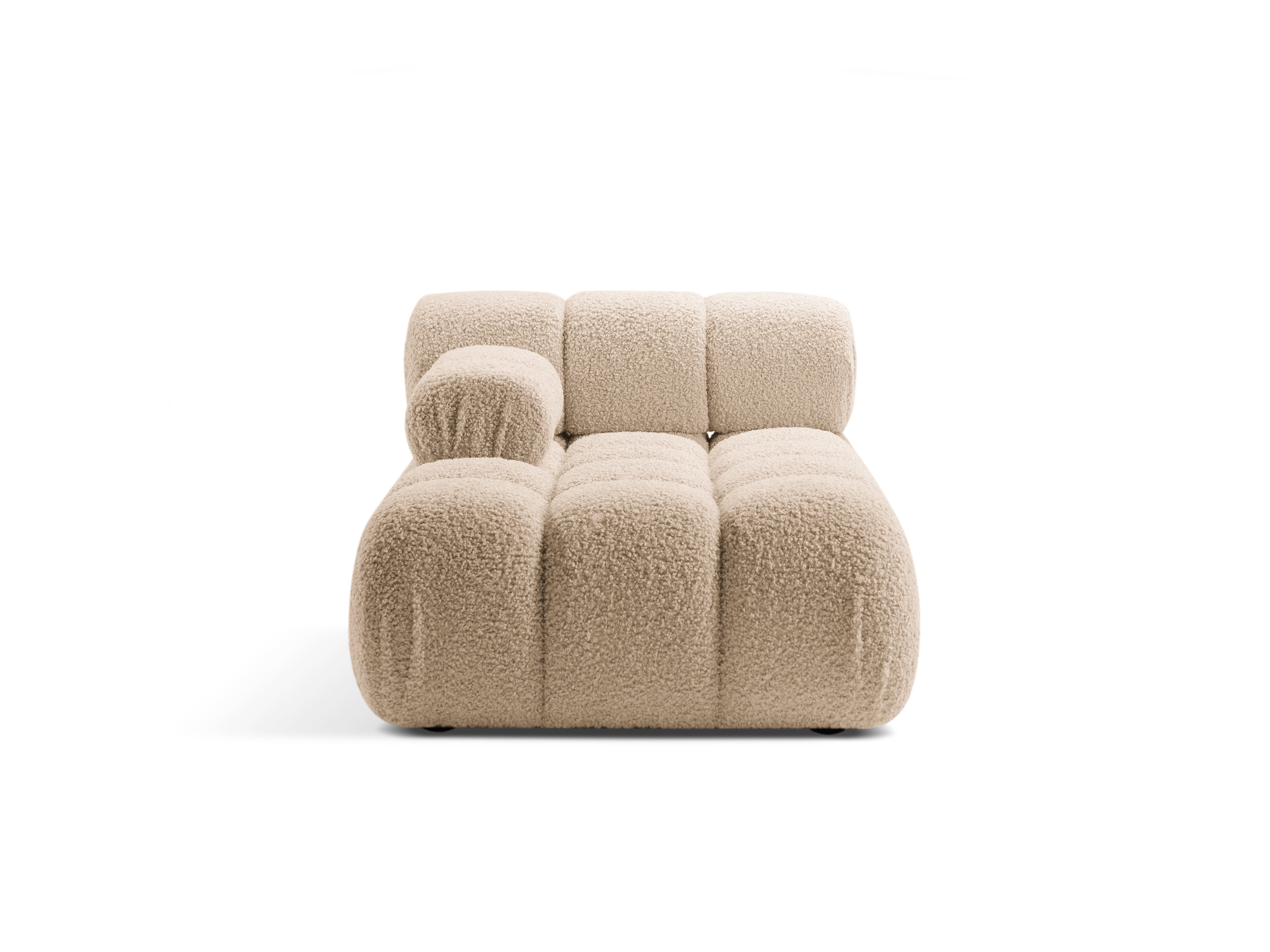 Links georiënteerde BELLIS chaise longue in zandkleurige boucle