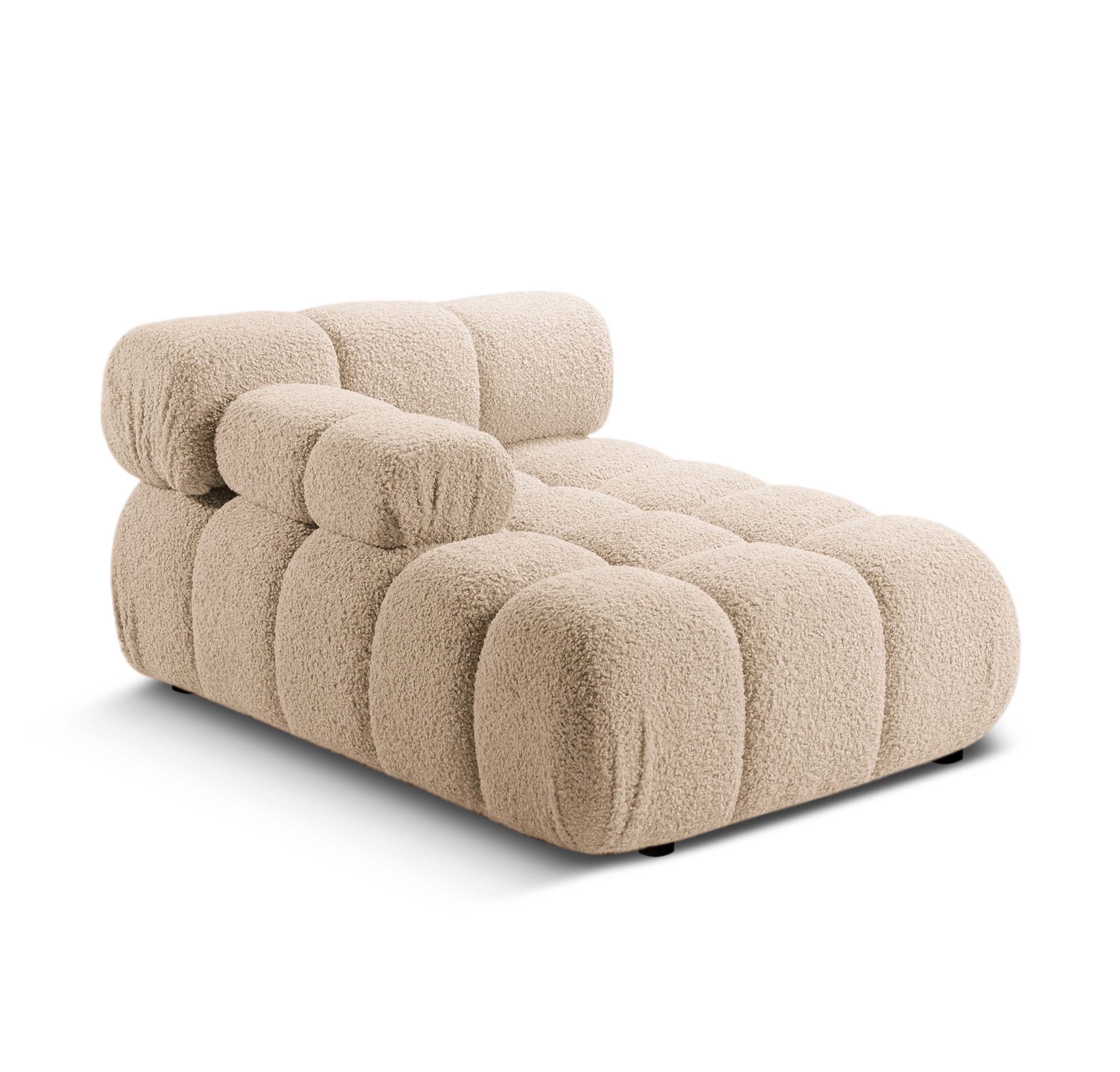 Links georiënteerde BELLIS chaise longue in zandkleurige boucle