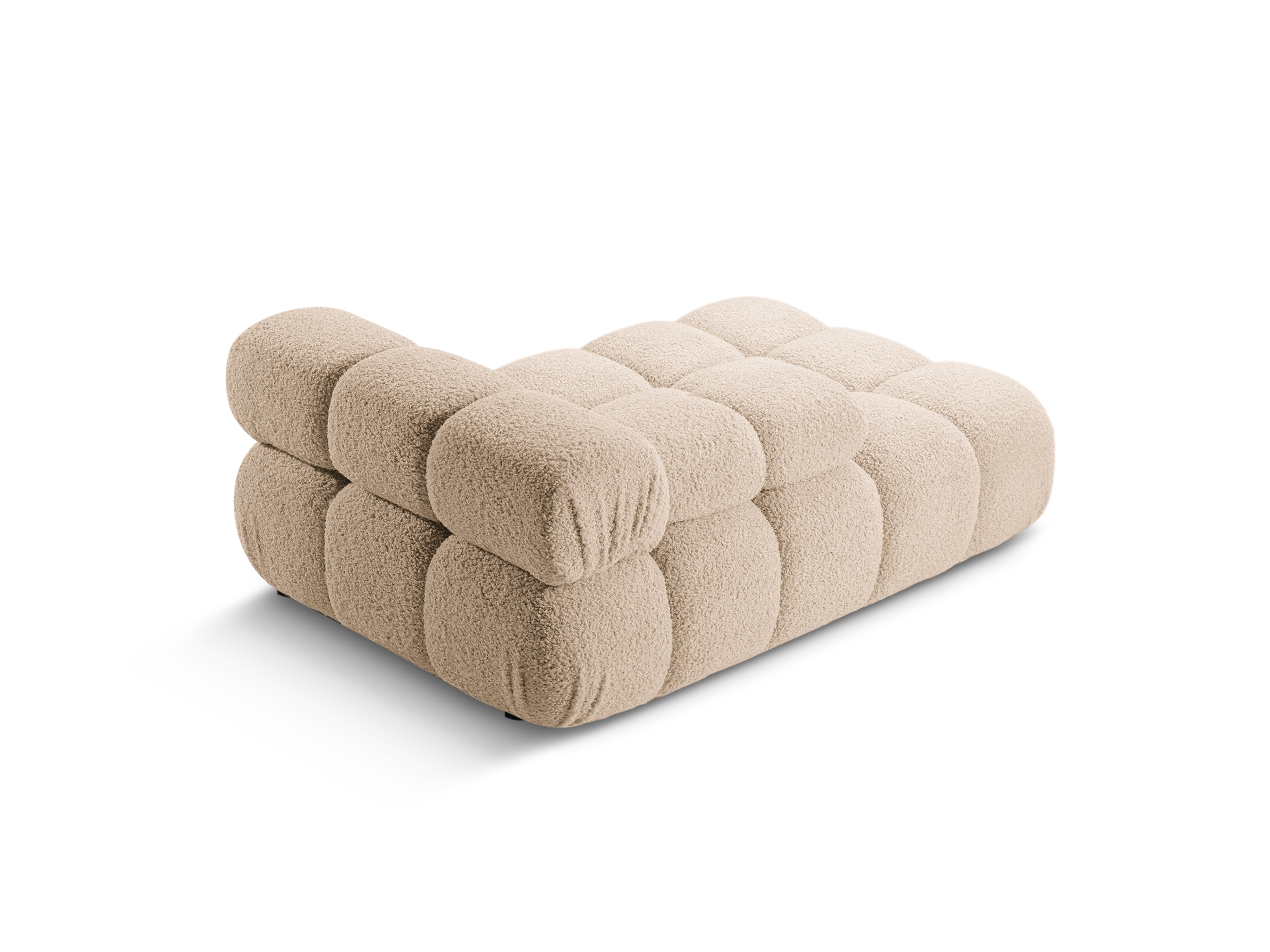 Links georiënteerde BELLIS chaise longue in zandkleurige boucle