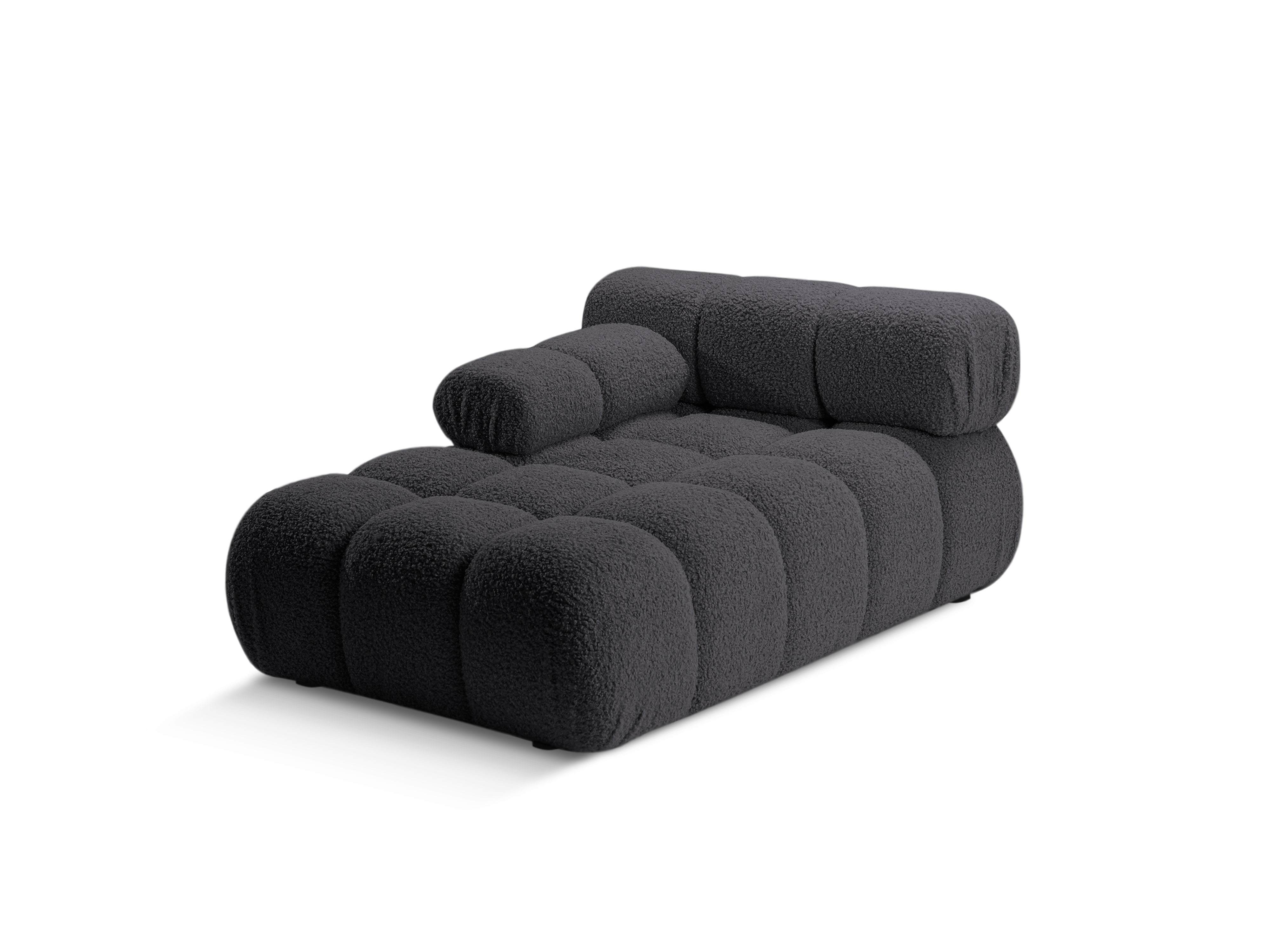 Links georiënteerde BELLIS chaise longue in grafietkleurige boucle
