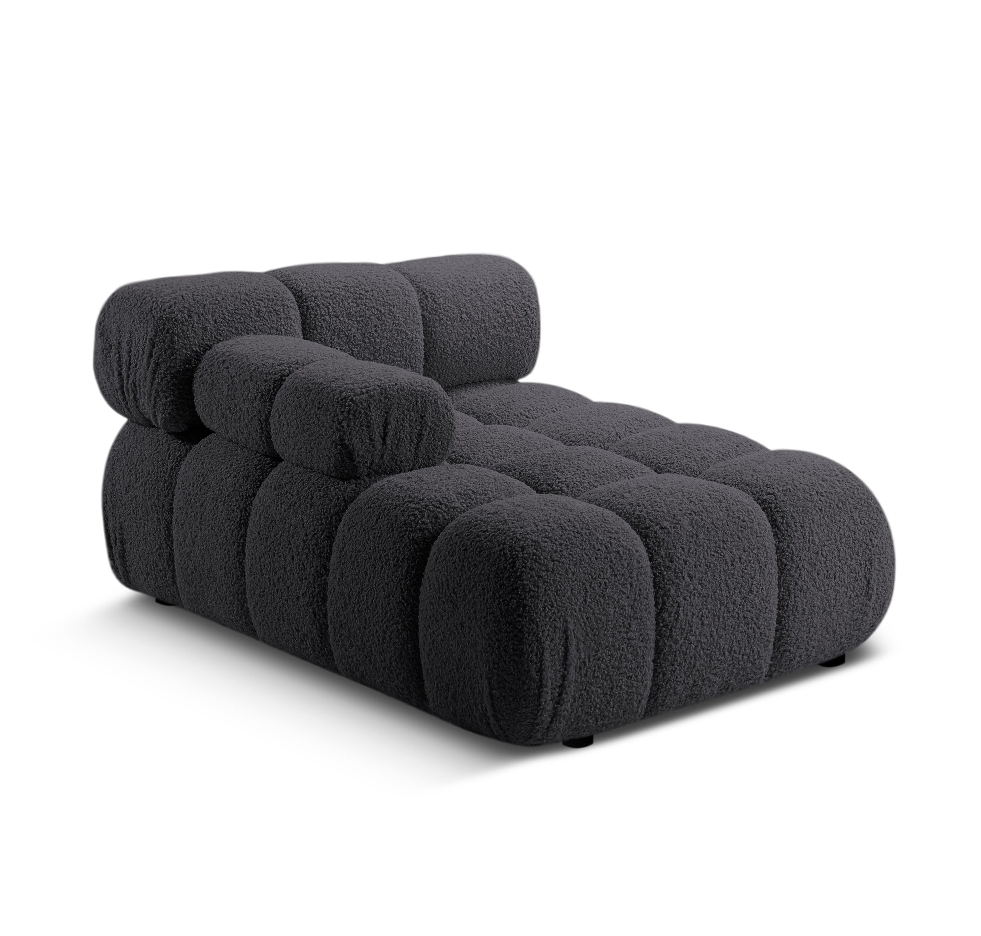 Links georiënteerde BELLIS chaise longue in grafietkleurige boucle