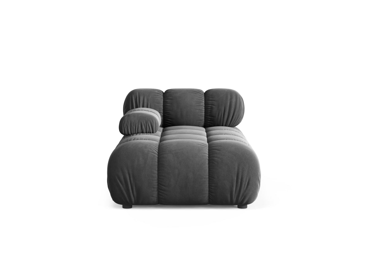 Linker chaise longue BELLIS donkergrijs fluweel