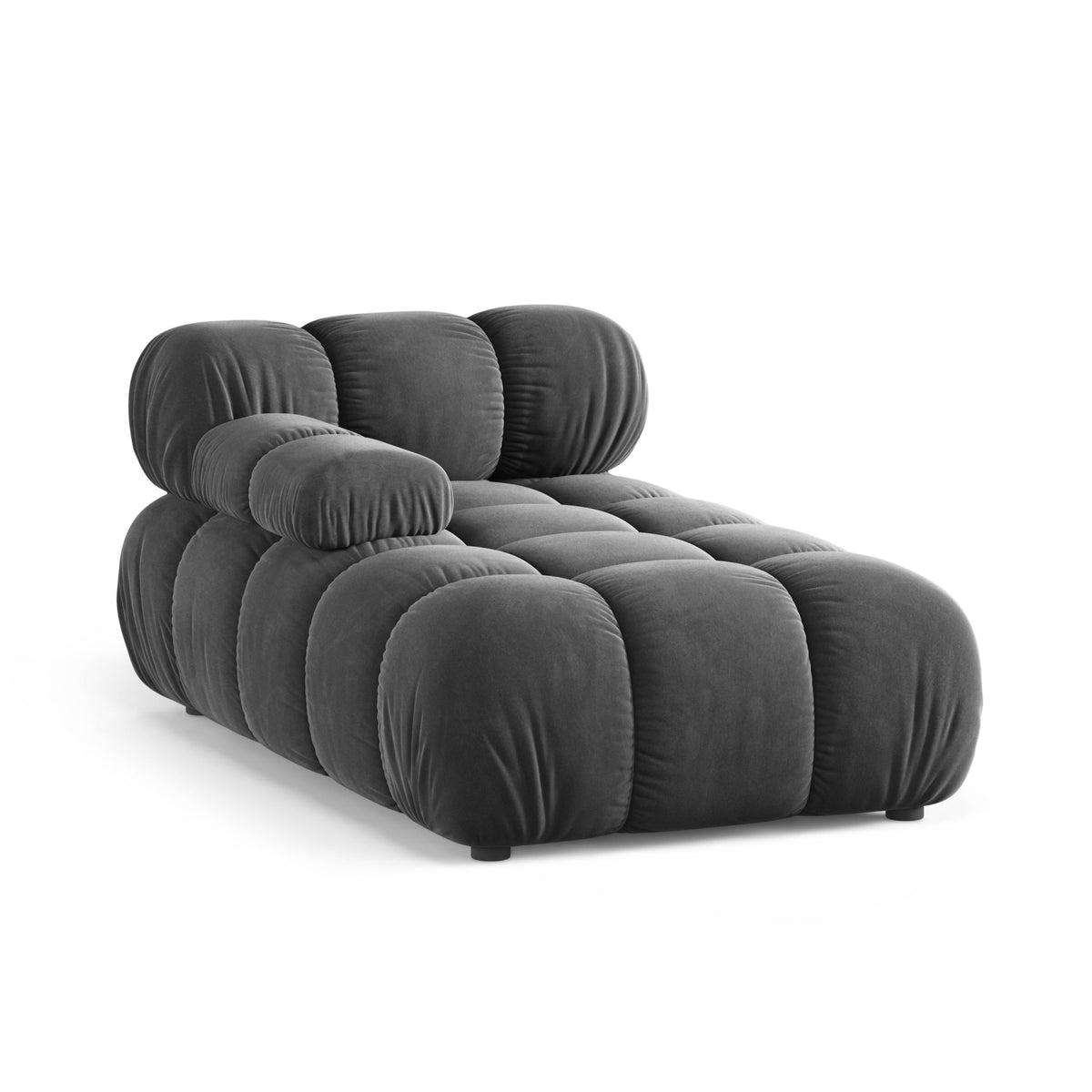 Linker chaise longue BELLIS donkergrijs fluweel
