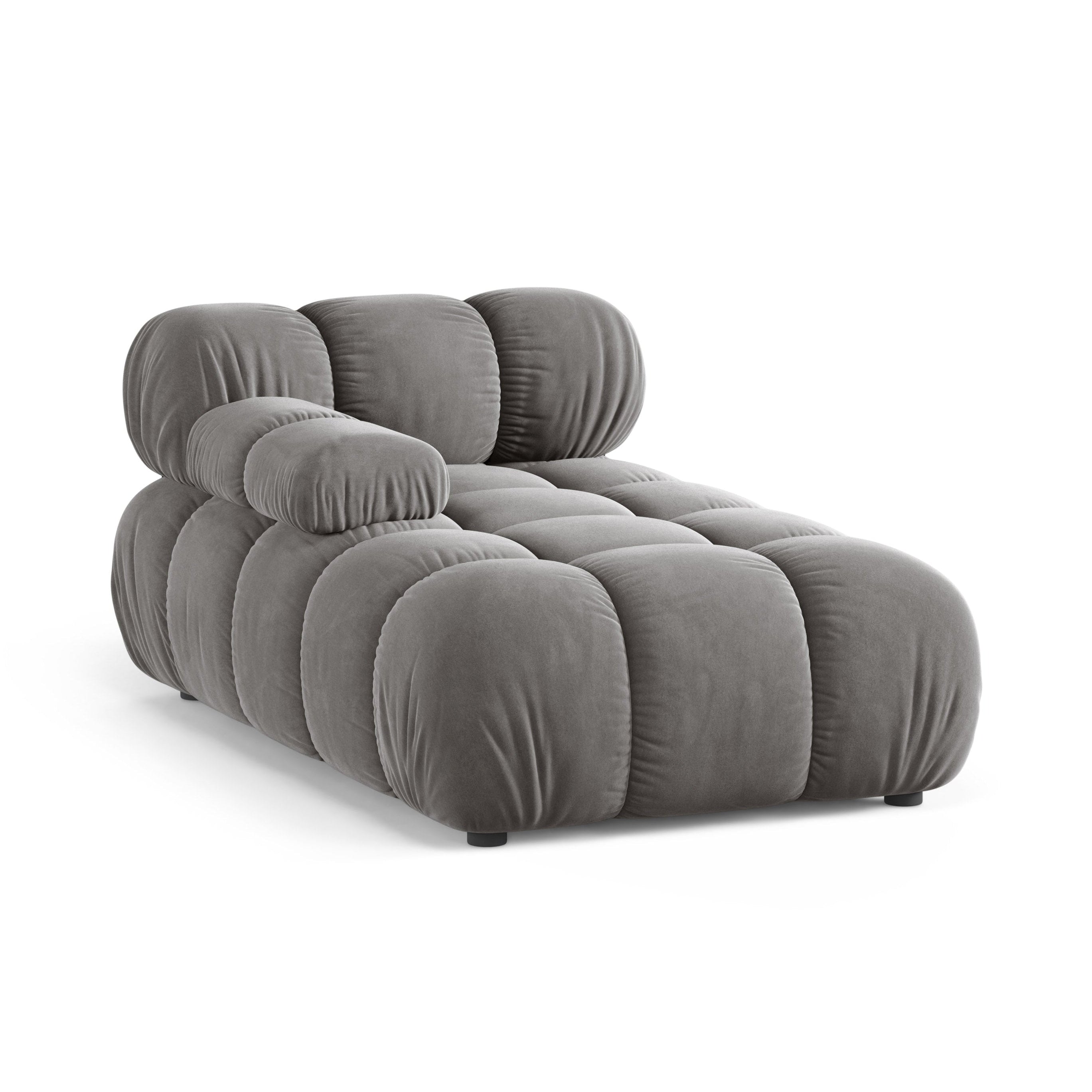 Grijze linkszijdige fluwelen chaise longue BELLIS