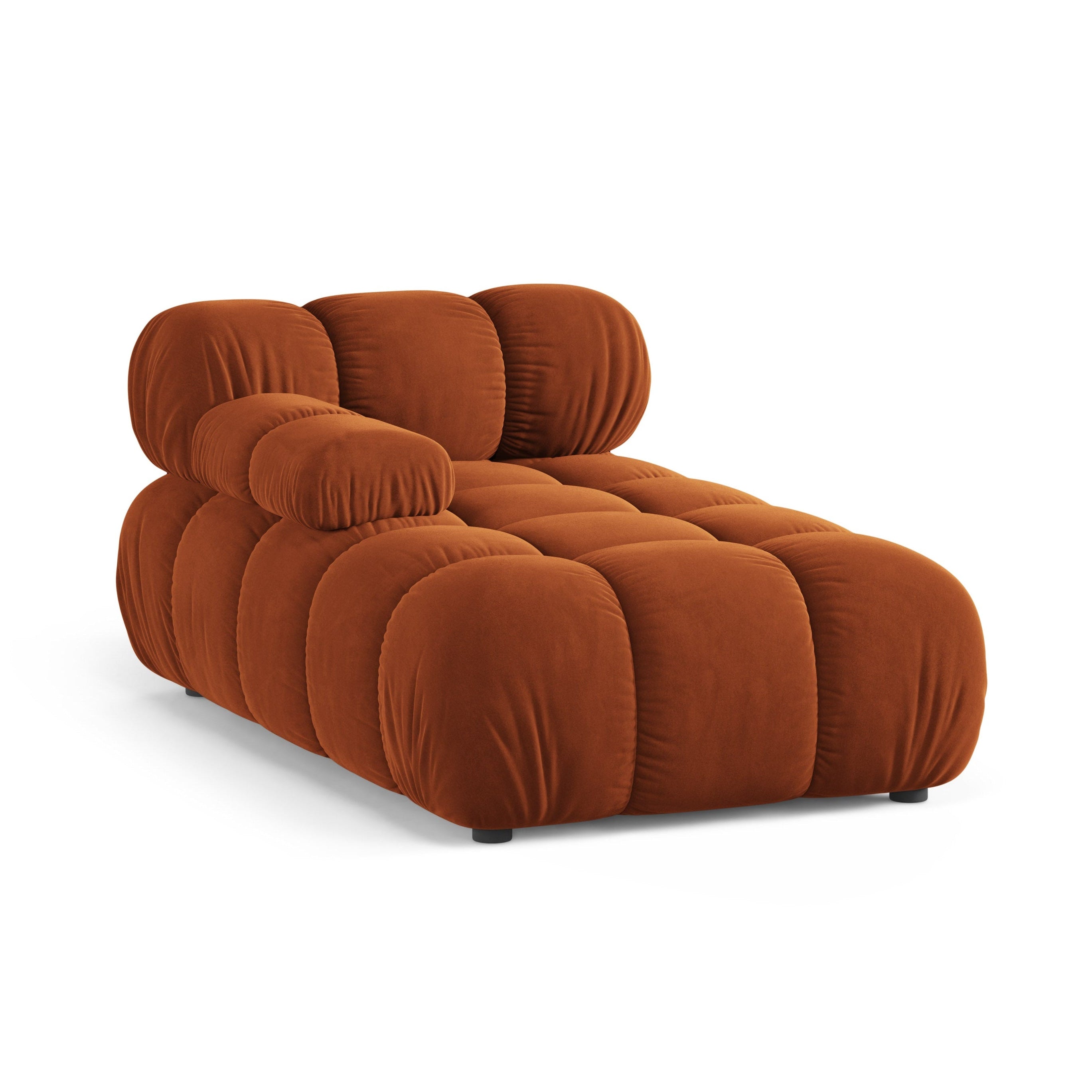 Velours ligstoel links BELLIS baksteenrood