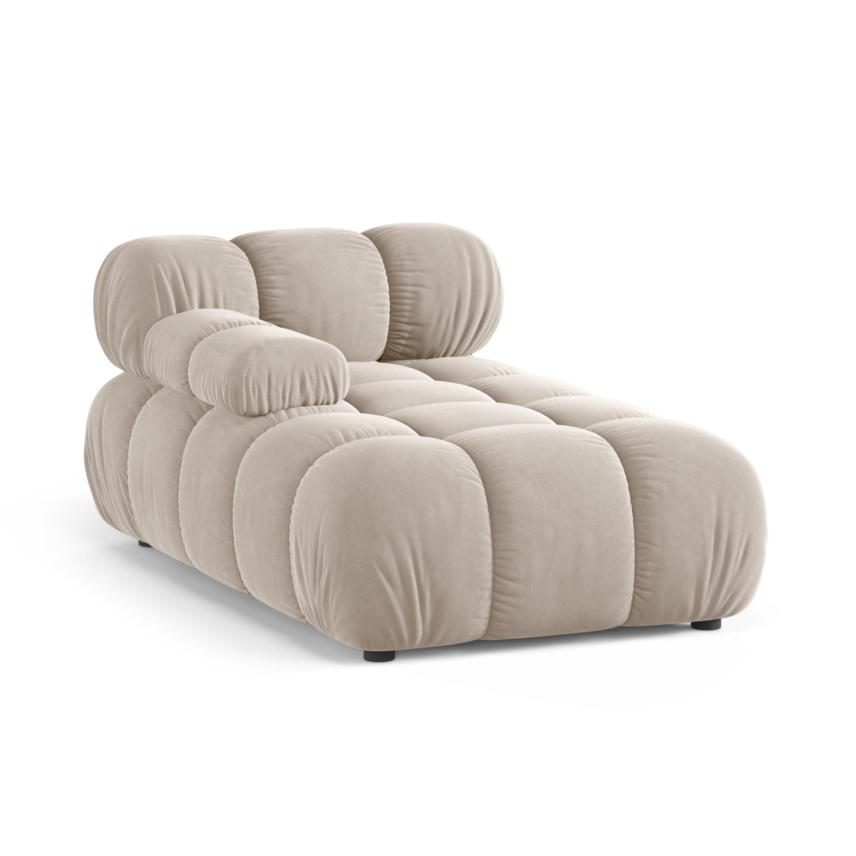 Beige linkszijdige fluwelen chaise longue BELLIS