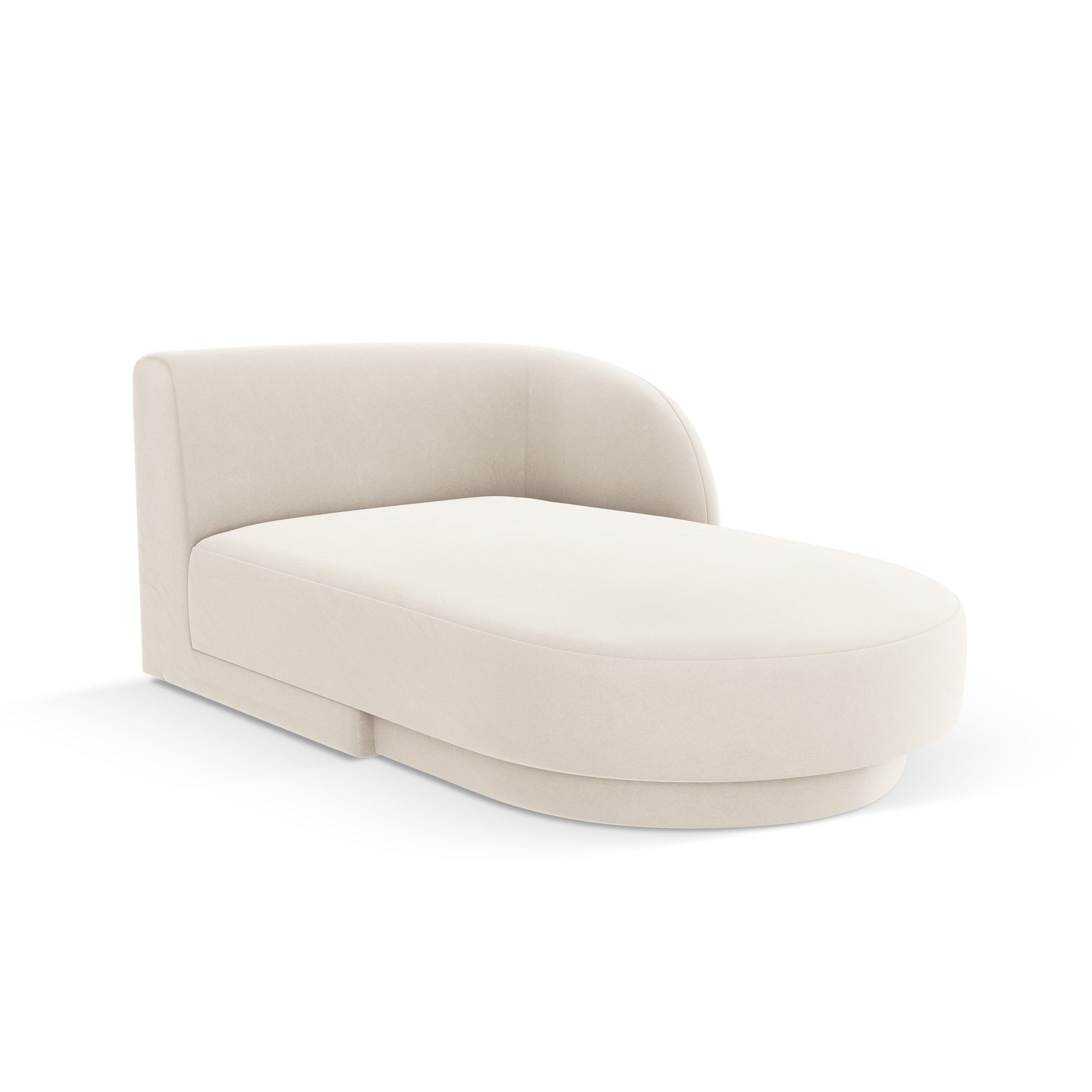 Right-facing velvet chaise longue MILEY light beige